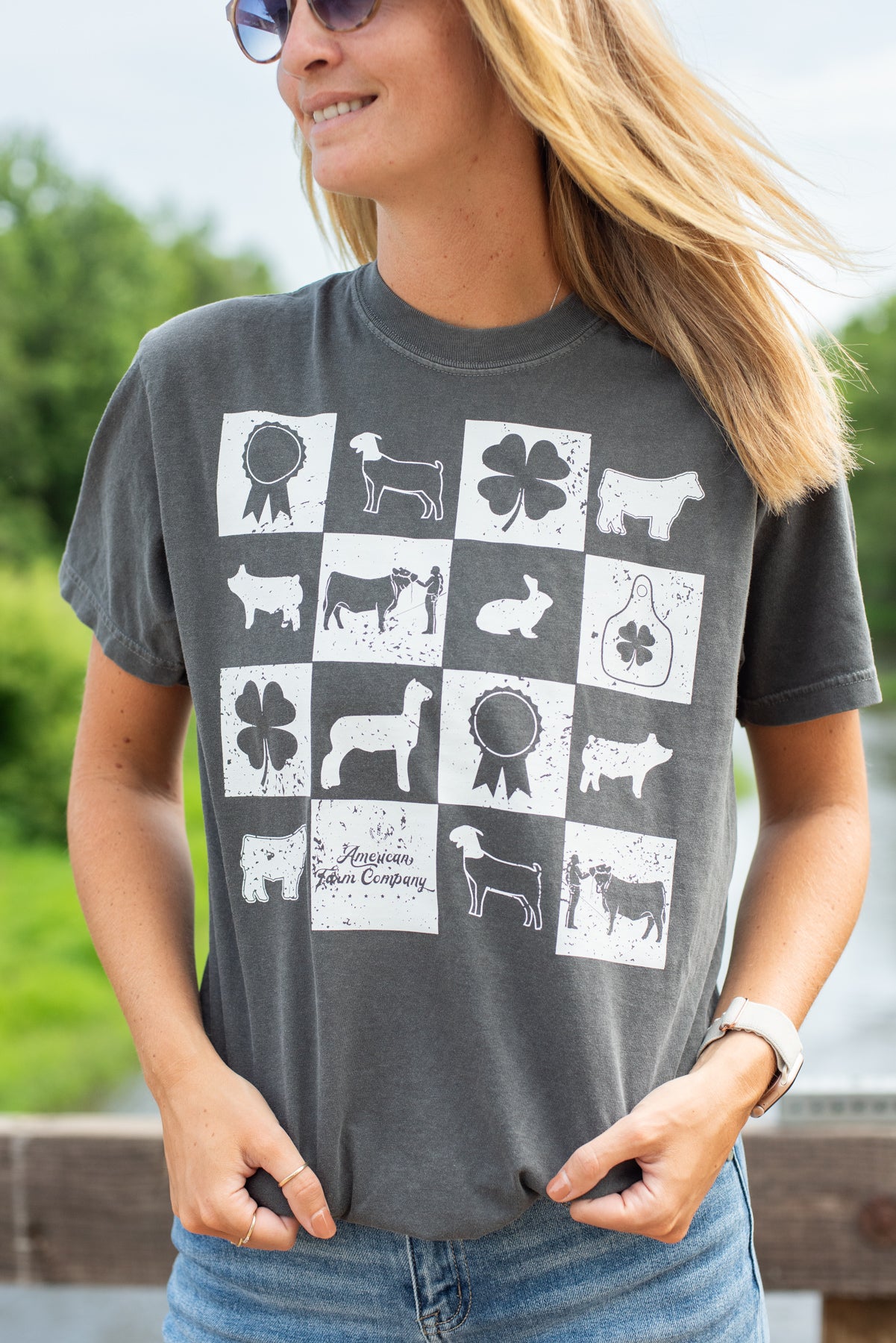 Fair Week Checkers Charcoal Tee