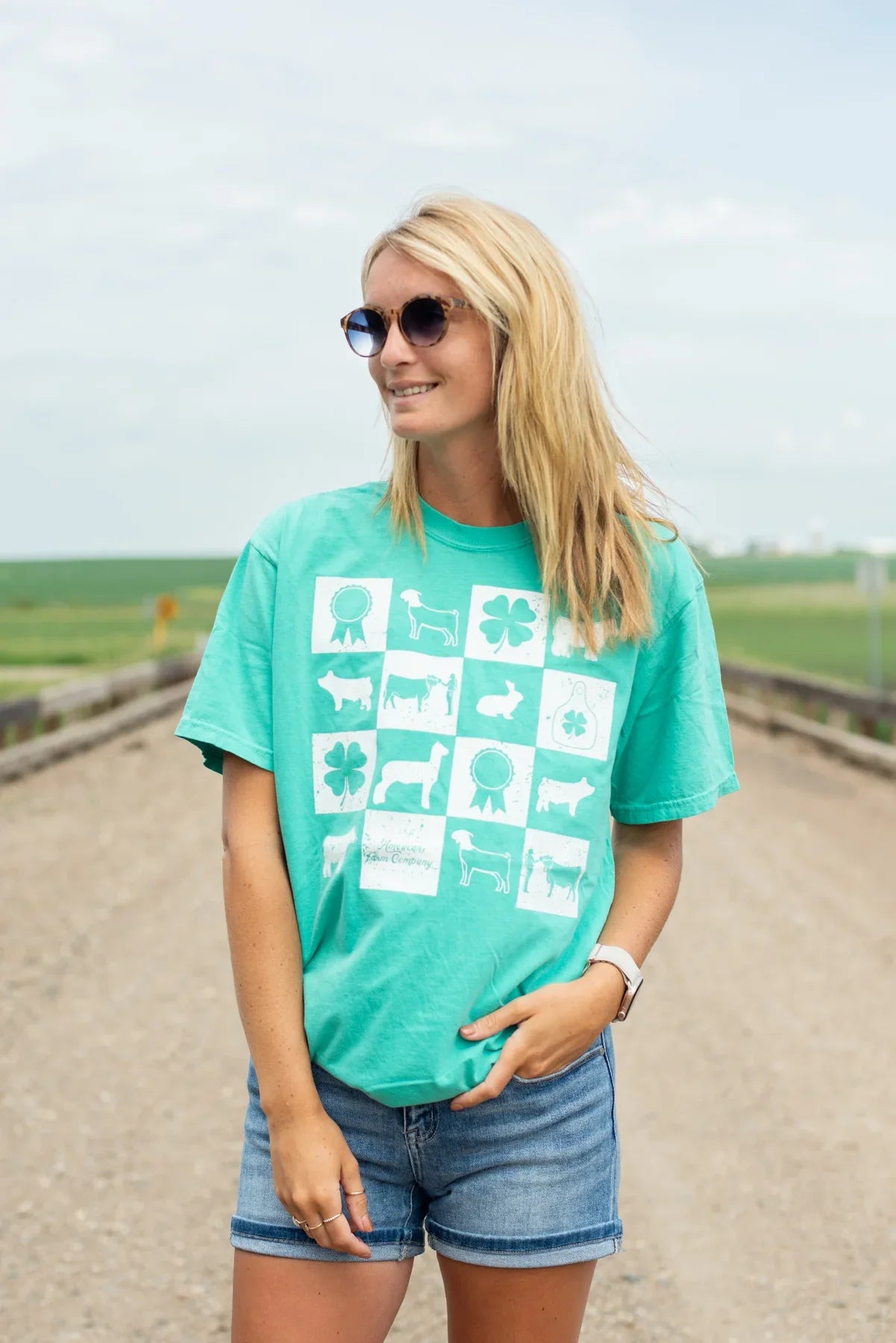 Fair Week Checkers Green Tee
