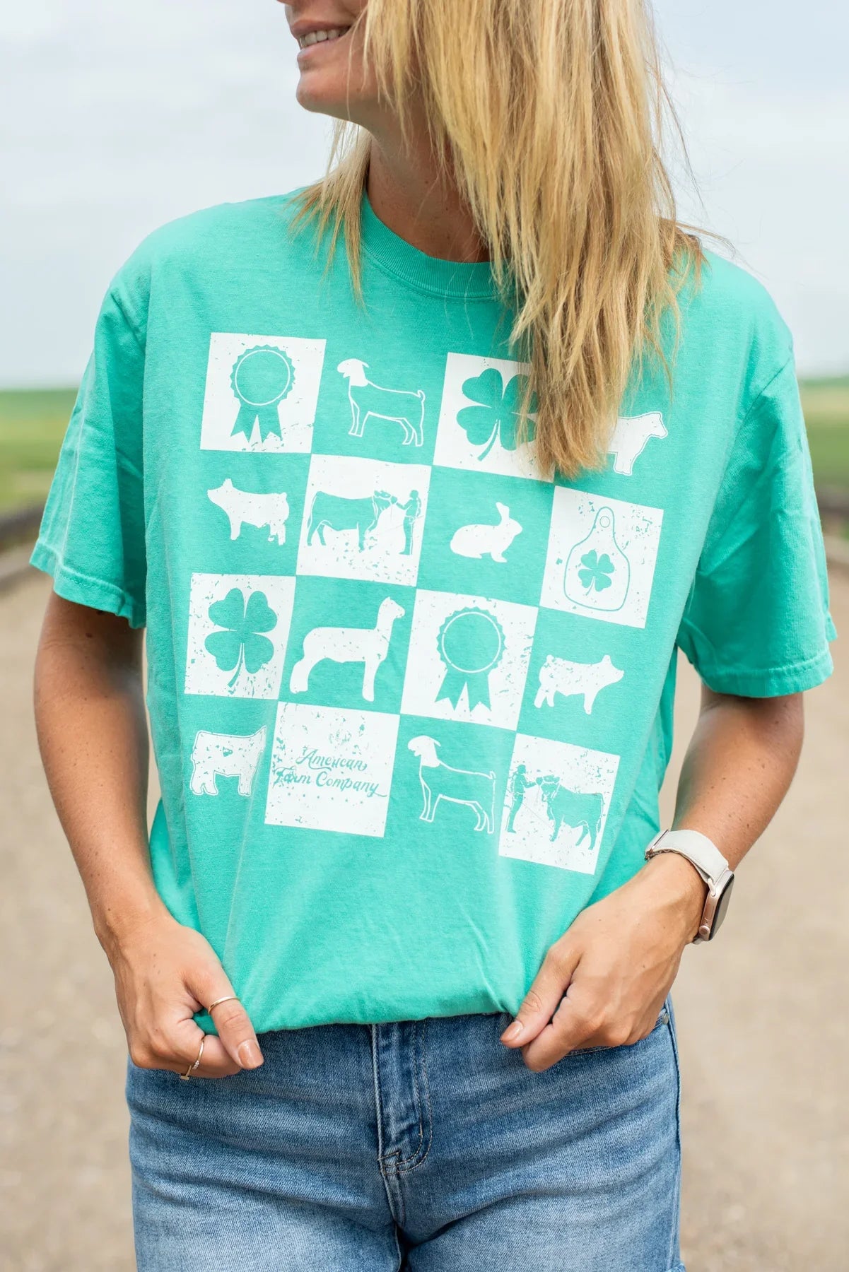 Fair Week Checkers Green Tee