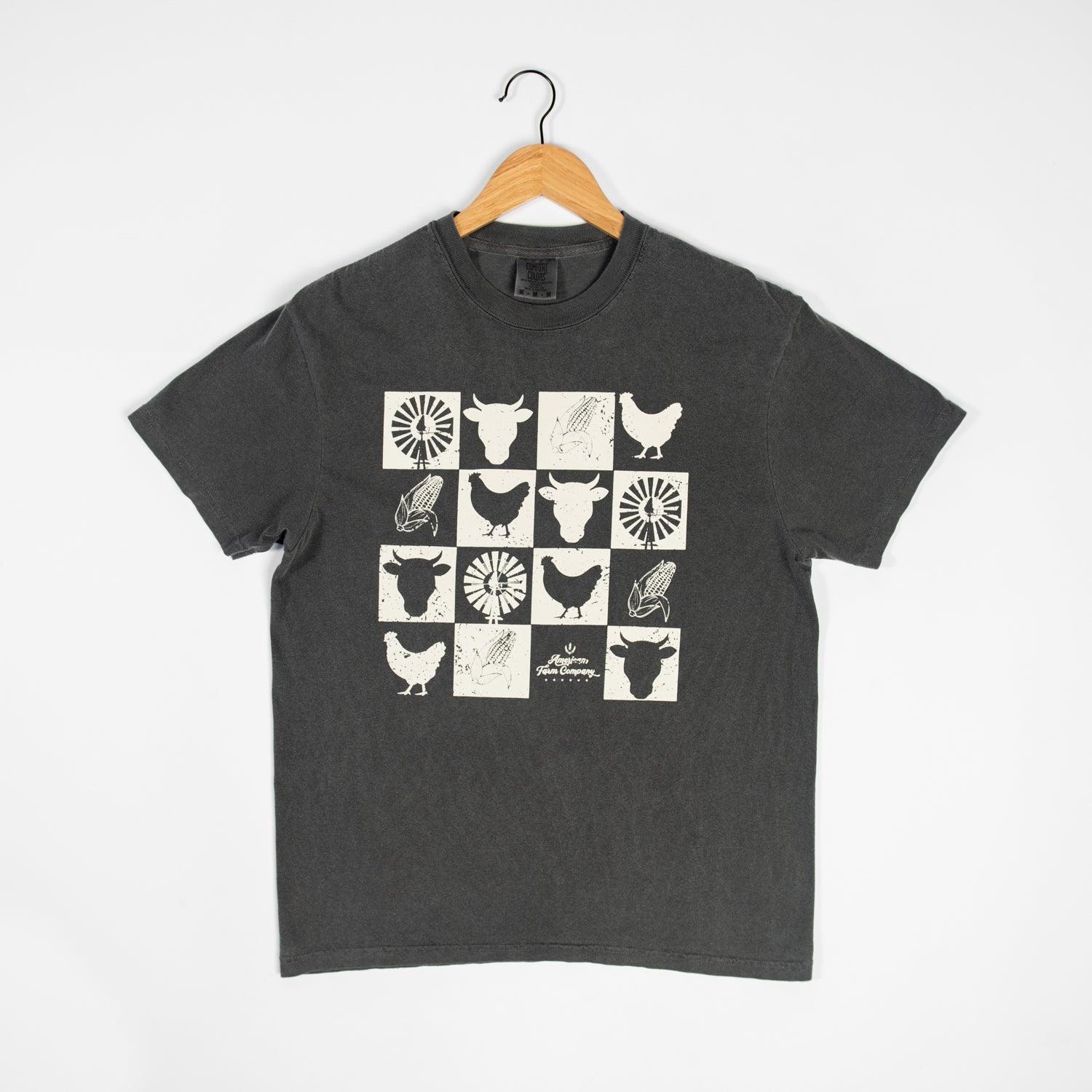 Farm Checkers Grey Tee - American Farm Company
