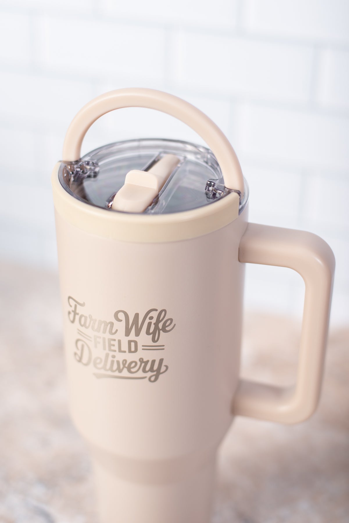 'Farm Wife Field Delivery' 40oz Water Tank Tumbler - Cream