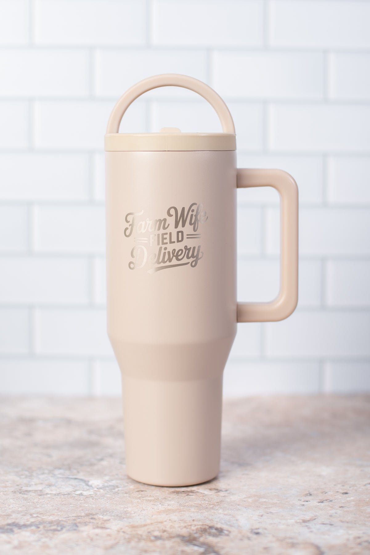 'Farm Wife Field Delivery' 40oz Water Tank Tumbler - Cream