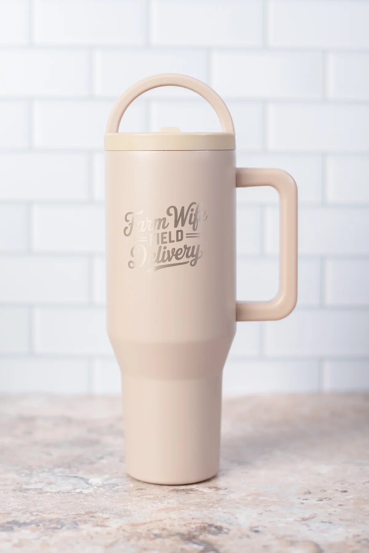 'Farm Wife Field Delivery' 40oz Water Tank Tumbler - Cream