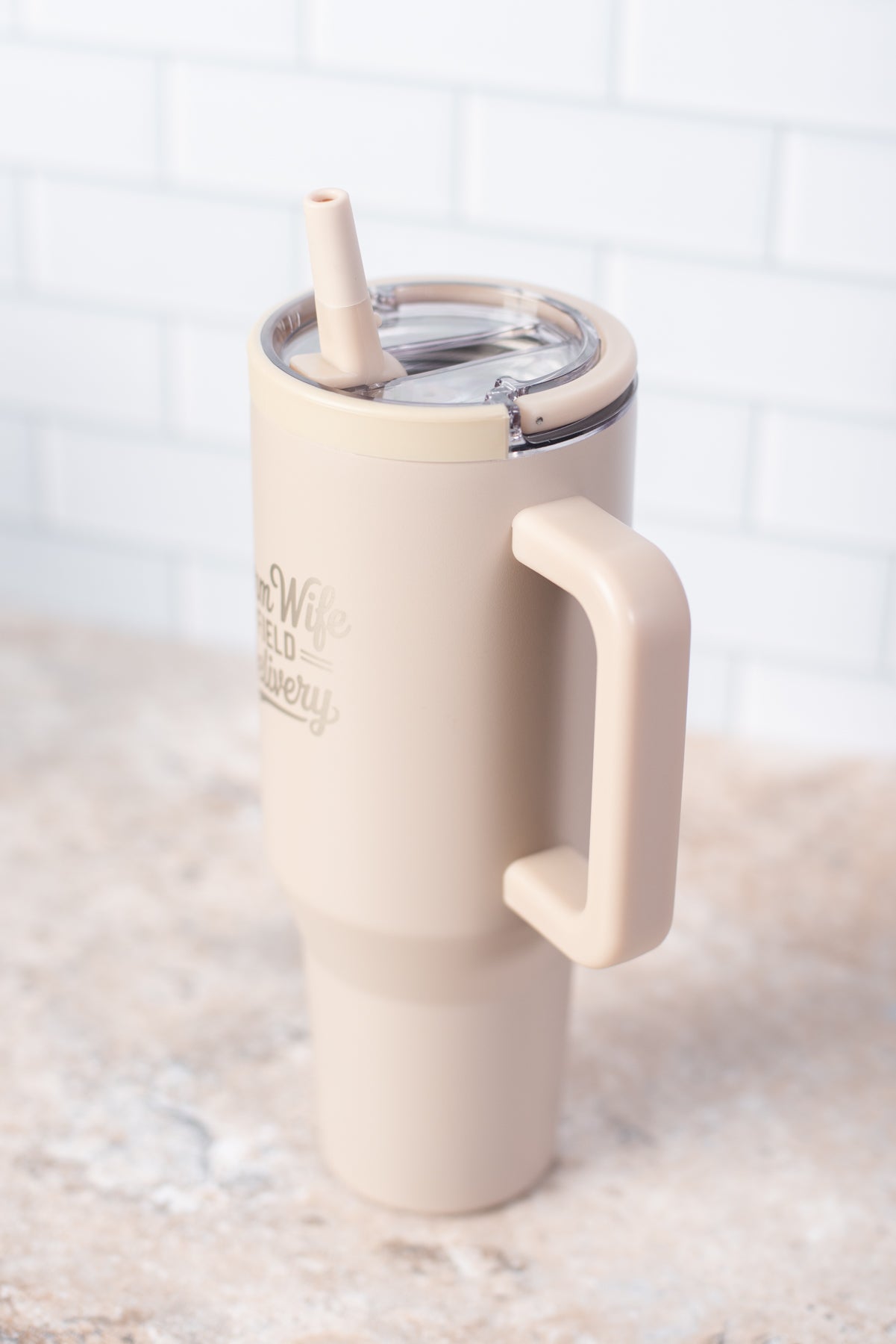 'Farm Wife Field Delivery' 40oz Water Tank Tumbler - Cream