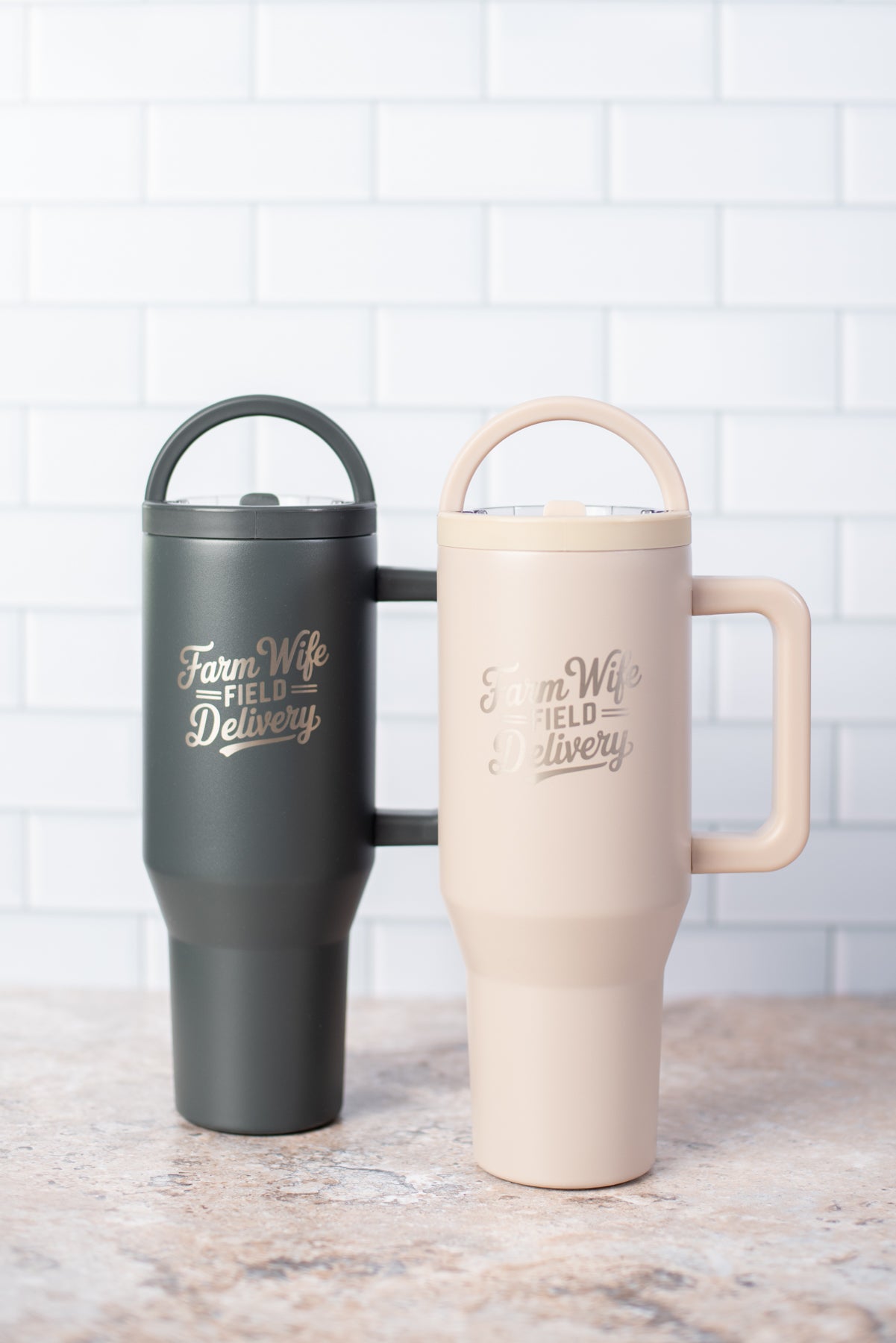 'Farm Wife Field Delivery' 40oz Water Tank Tumbler - Charcoal