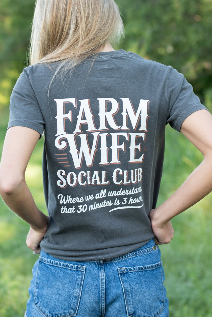 'Farm Wife Social Club' Charcoal Tee