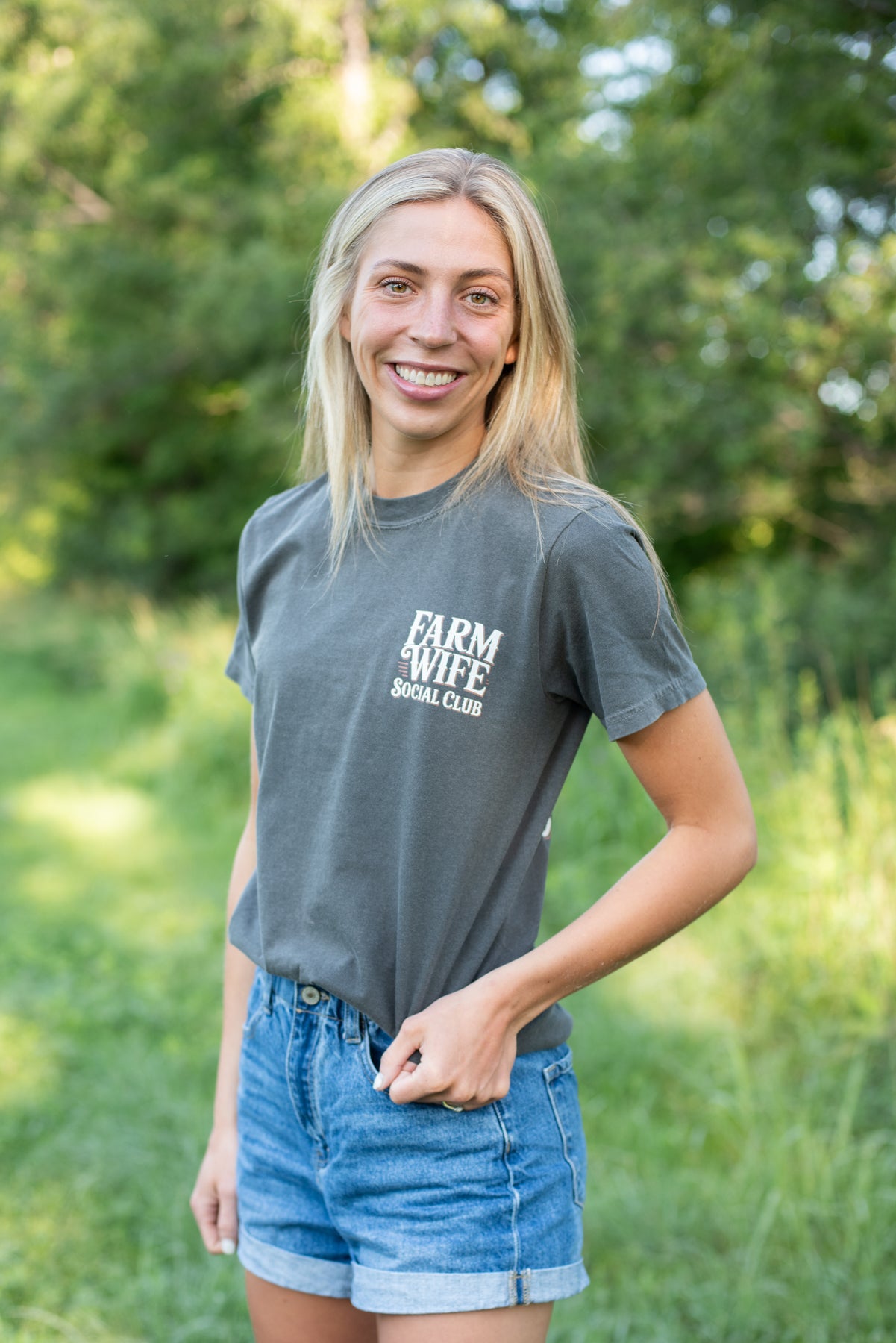 'Farm Wife Social Club' Charcoal Tee