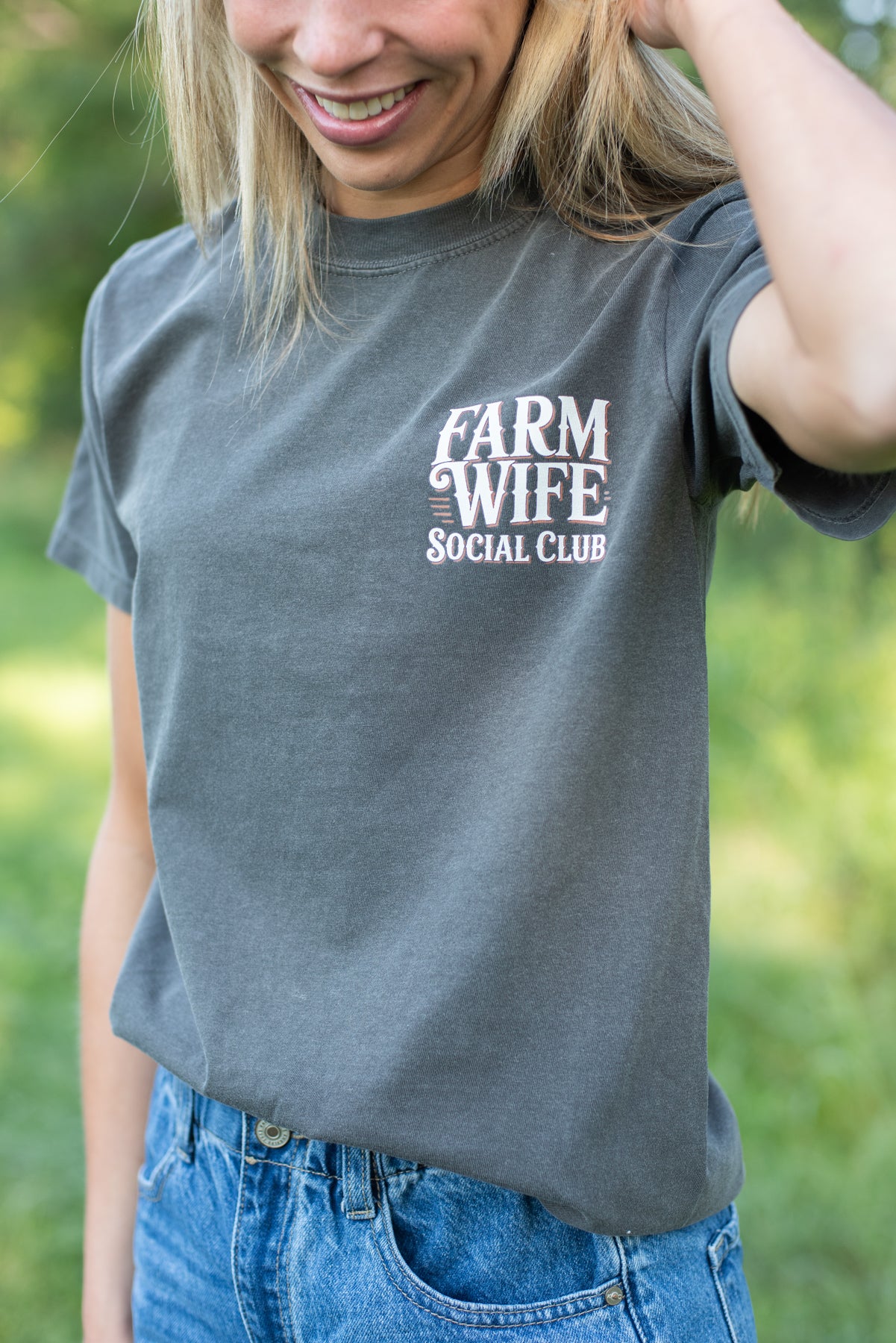 'Farm Wife Social Club' Charcoal Tee