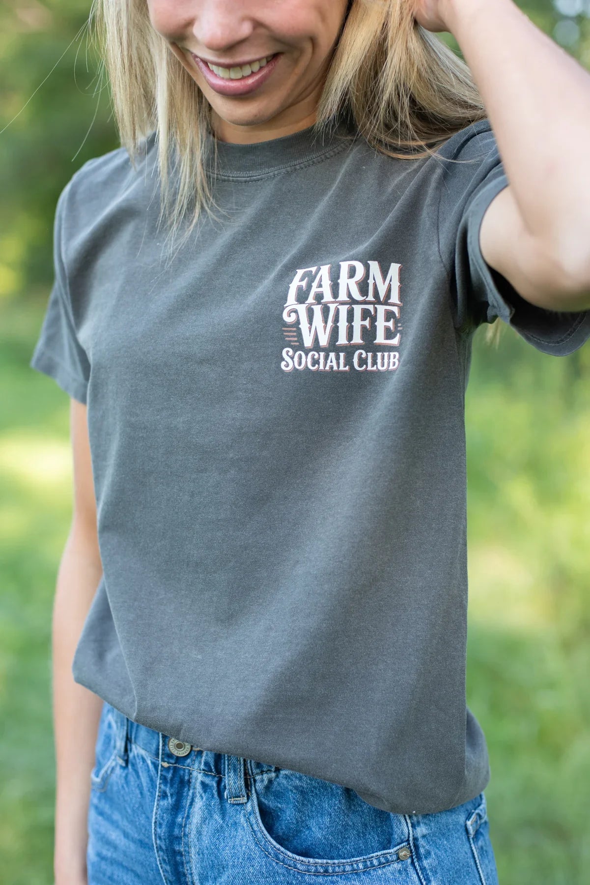 'Farm Wife Social Club' Charcoal Tee