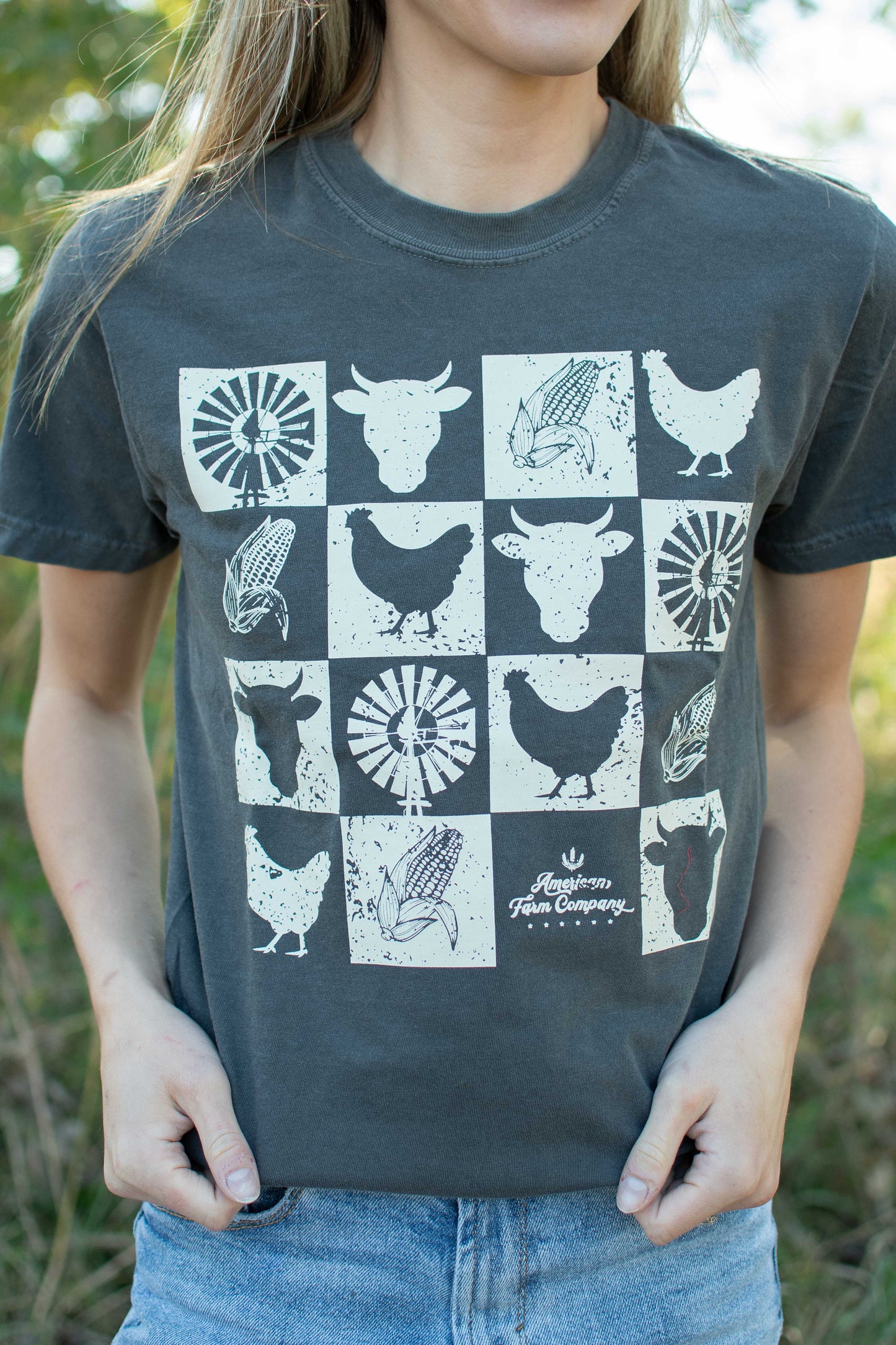 Farm Checkers Grey Tee