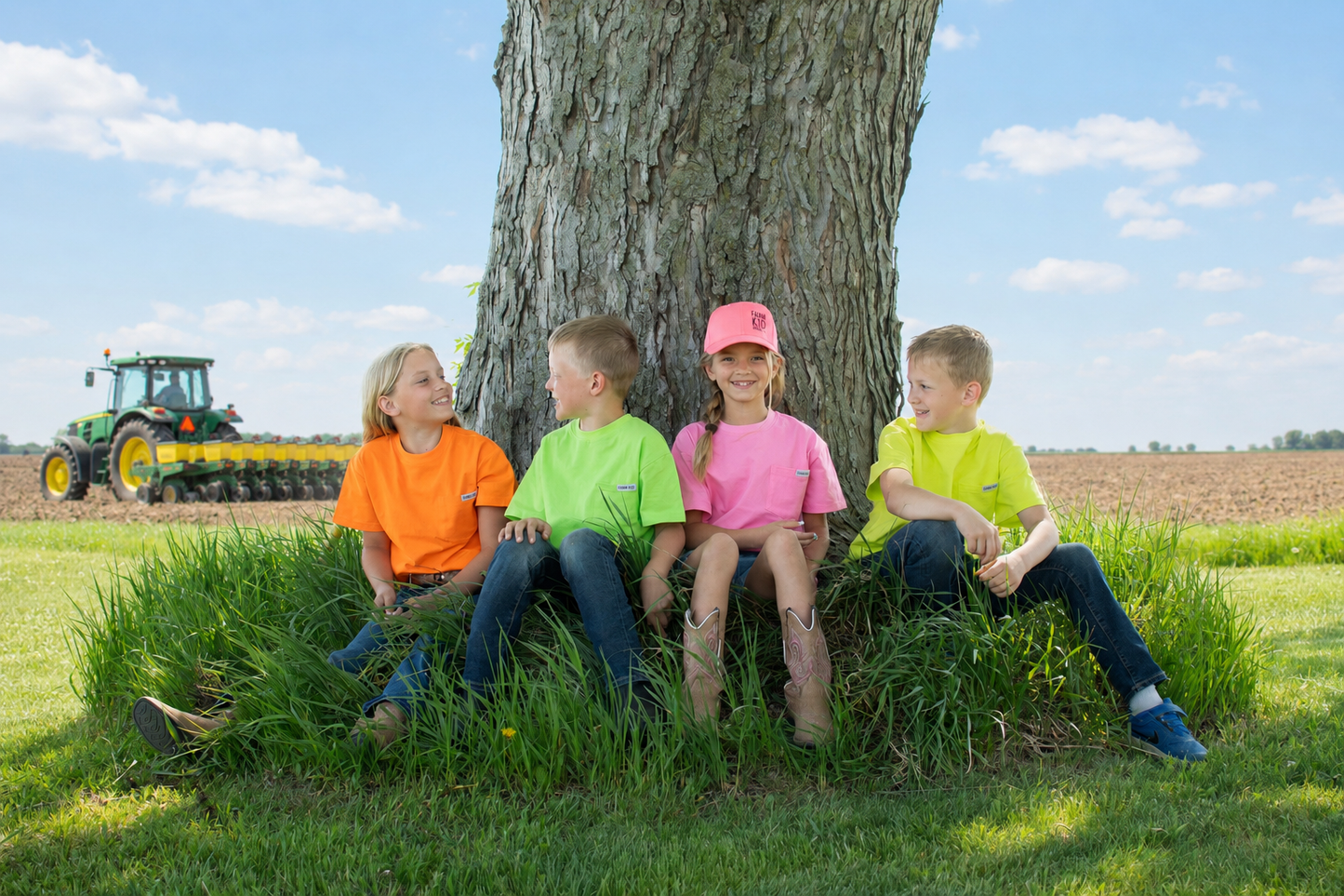 Bright Orange 'Farm Kid' Cotton Toddler/Youth Pocket Tee