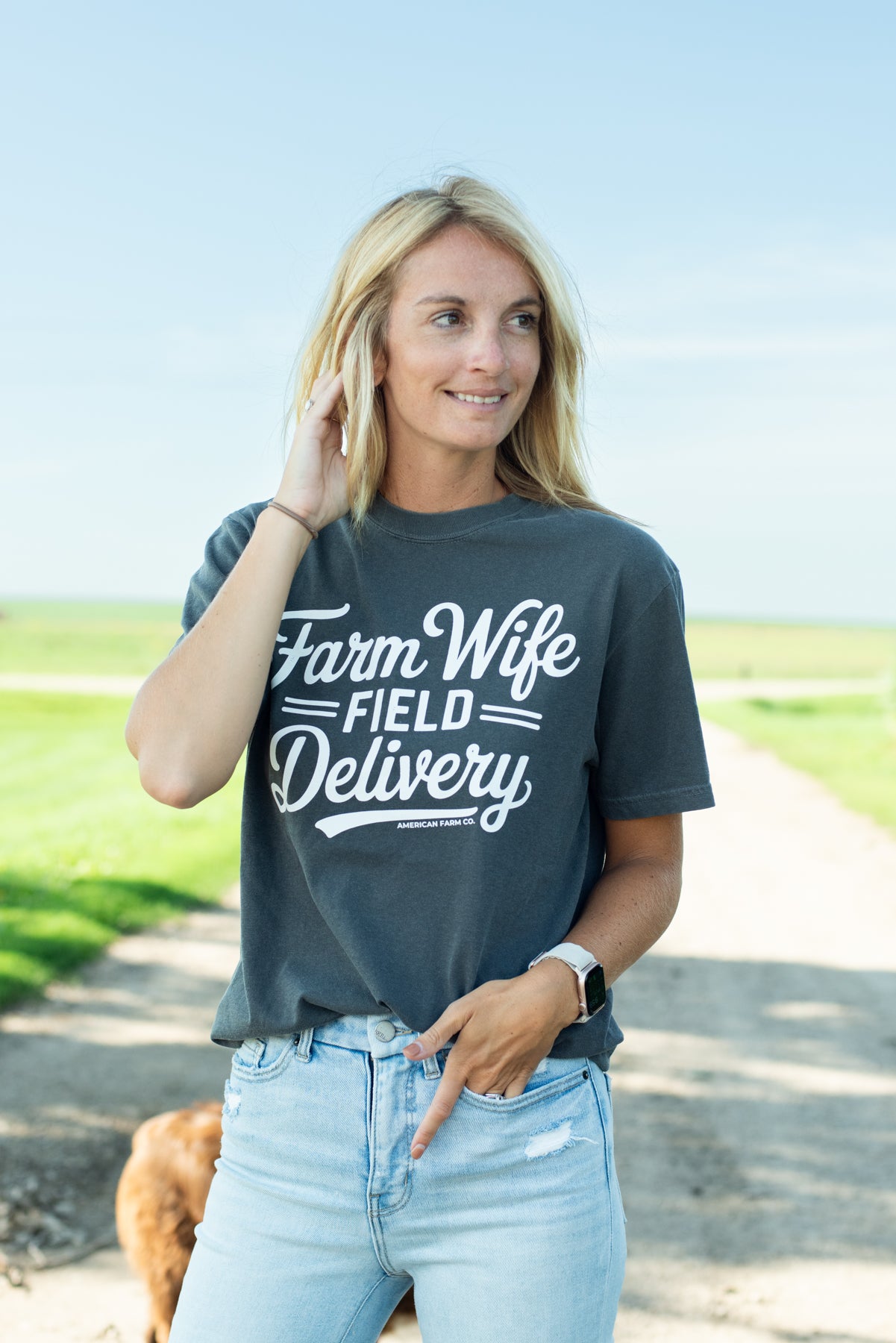 'Farm Wife Field Delivery' Charcoal Tee