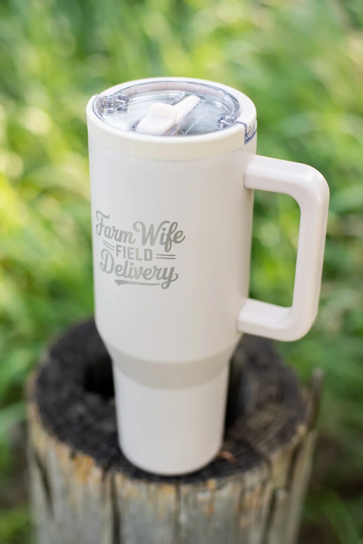 'Farm Wife Field Delivery' 40oz Water Tank Tumbler - Cream