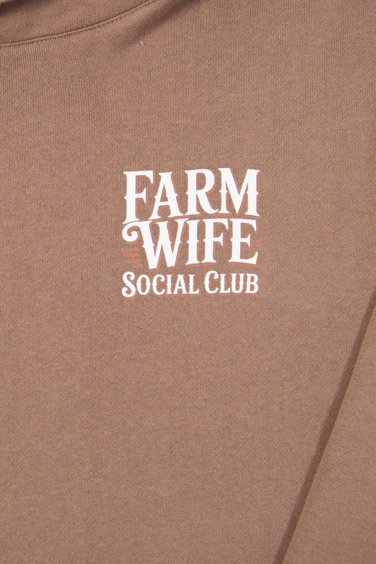 'Farm Wife Social Club' Brown Hoodie