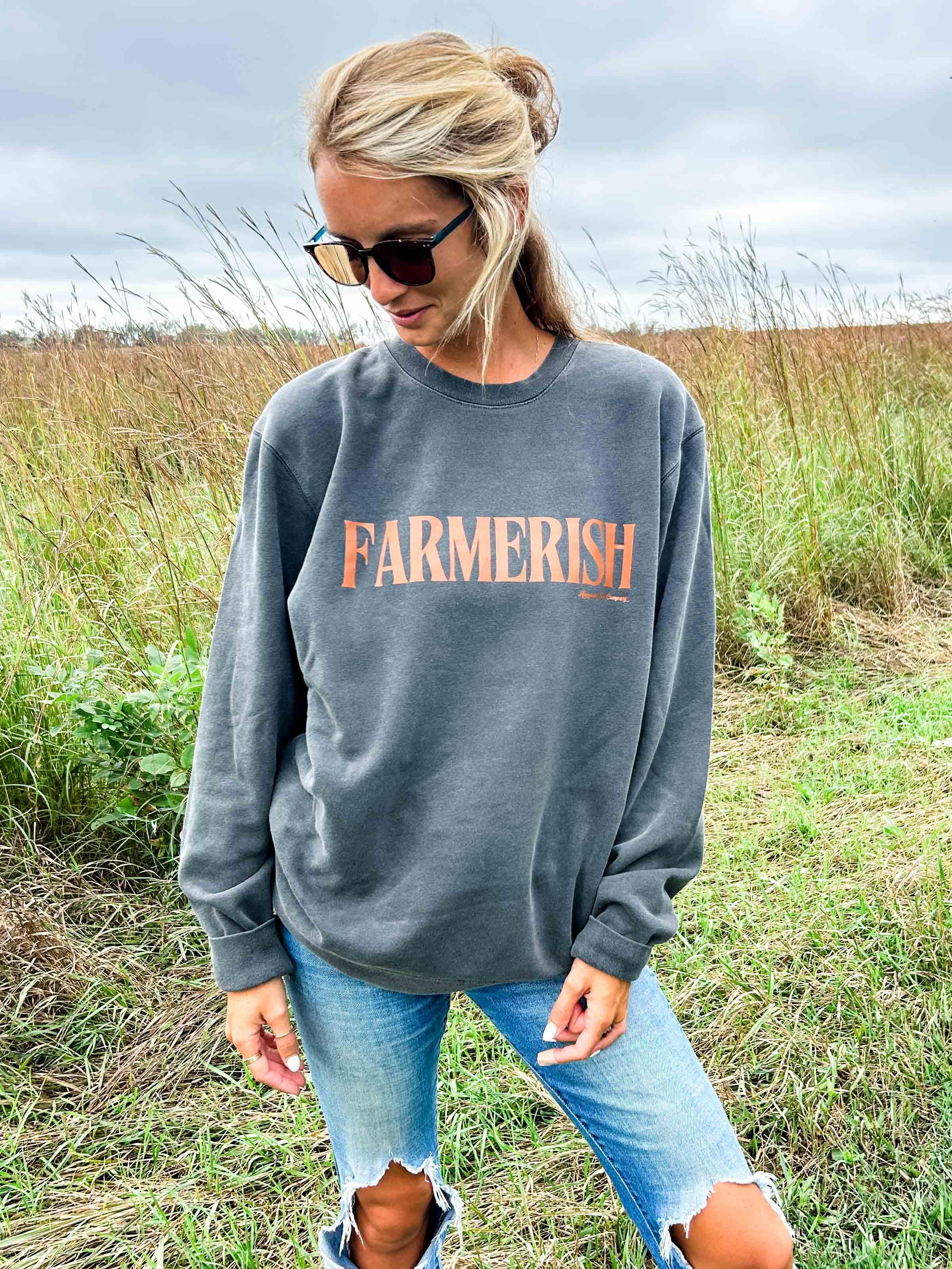 Farmerish Washed Black Crewneck American Farm Company