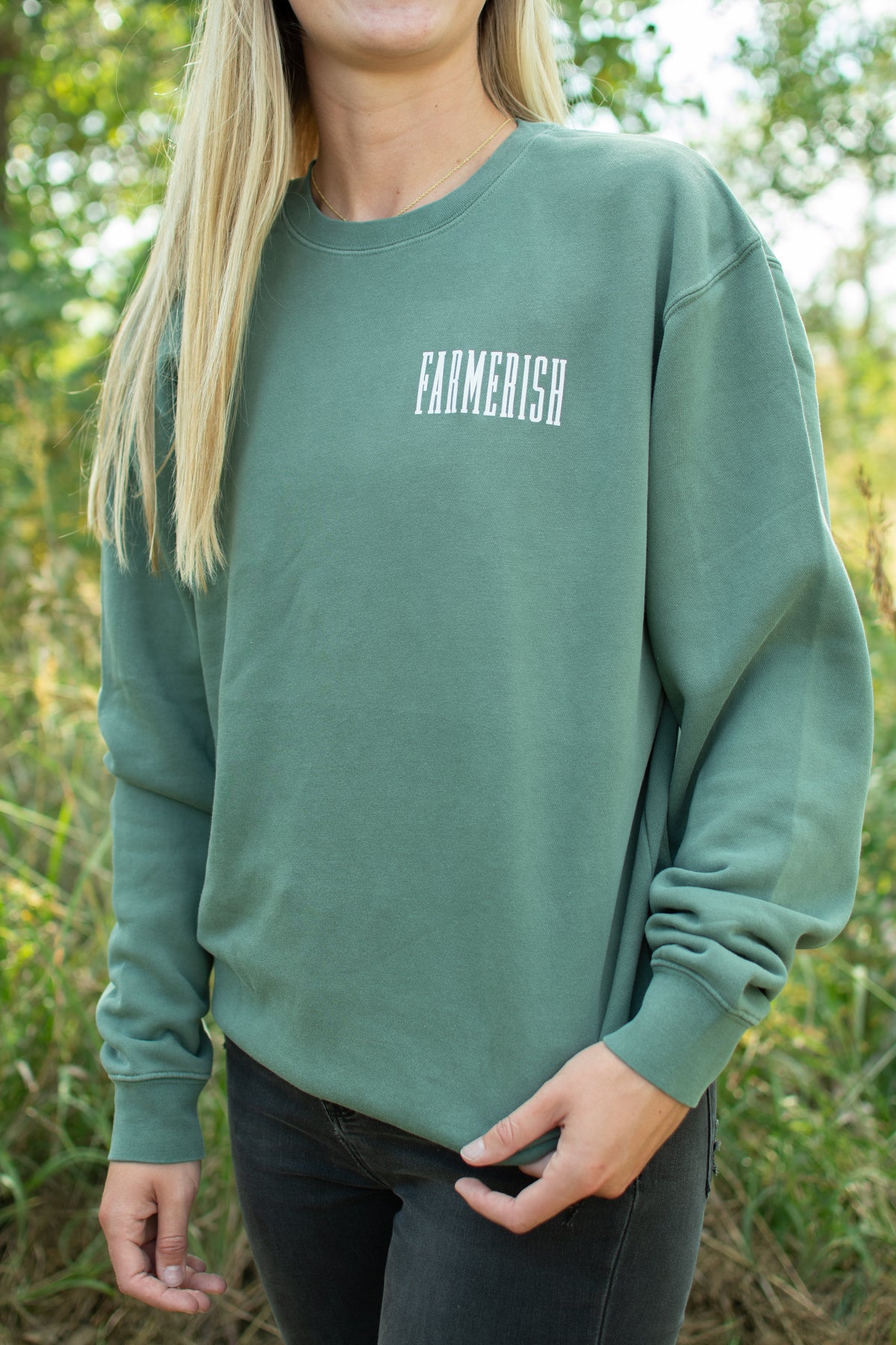 'Farmerish' Washed Green Crewneck
