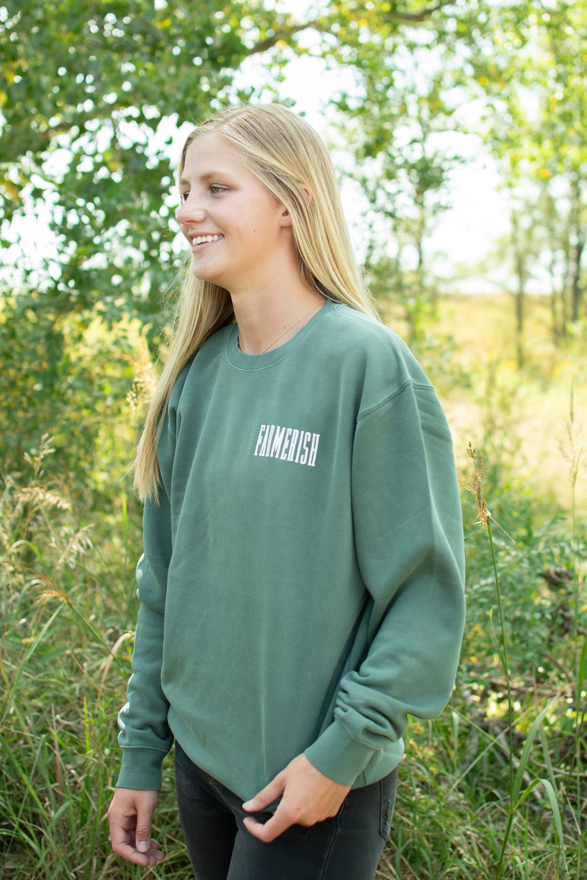 'Farmerish' Washed Green Crewneck