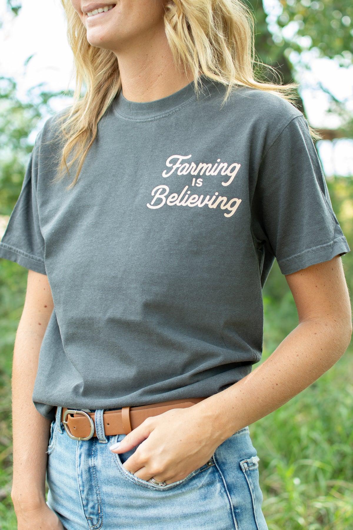 'Farming Is Believing' Charcoal Tee