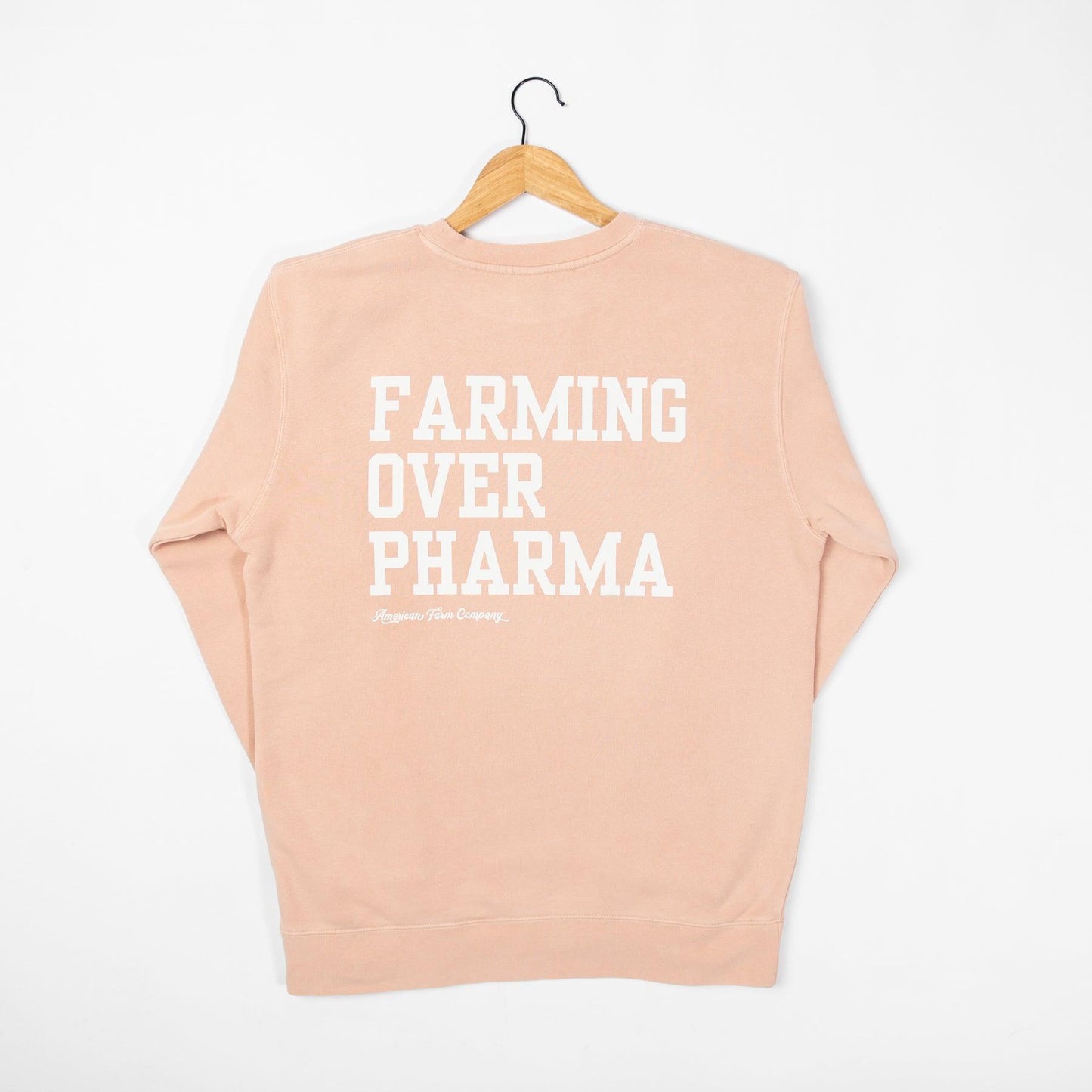Farming Over Pharma Peach Crewneck - American Farm Company