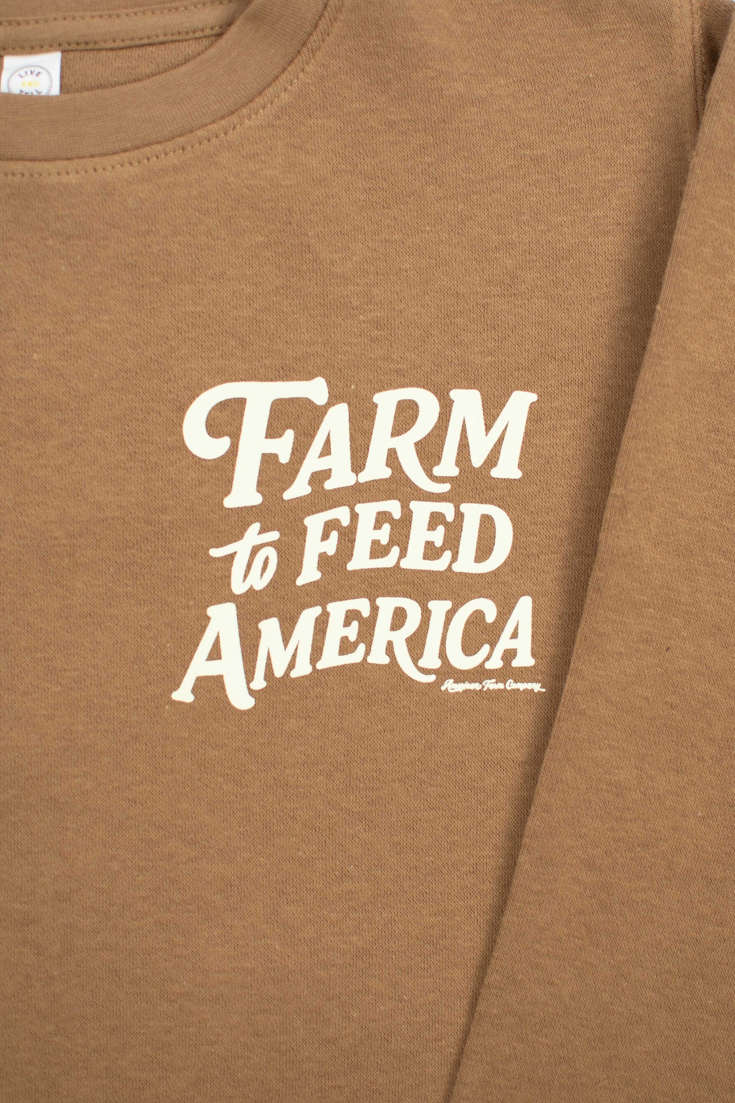 'Farm to Feed America’ Brown Youth Crewneck
