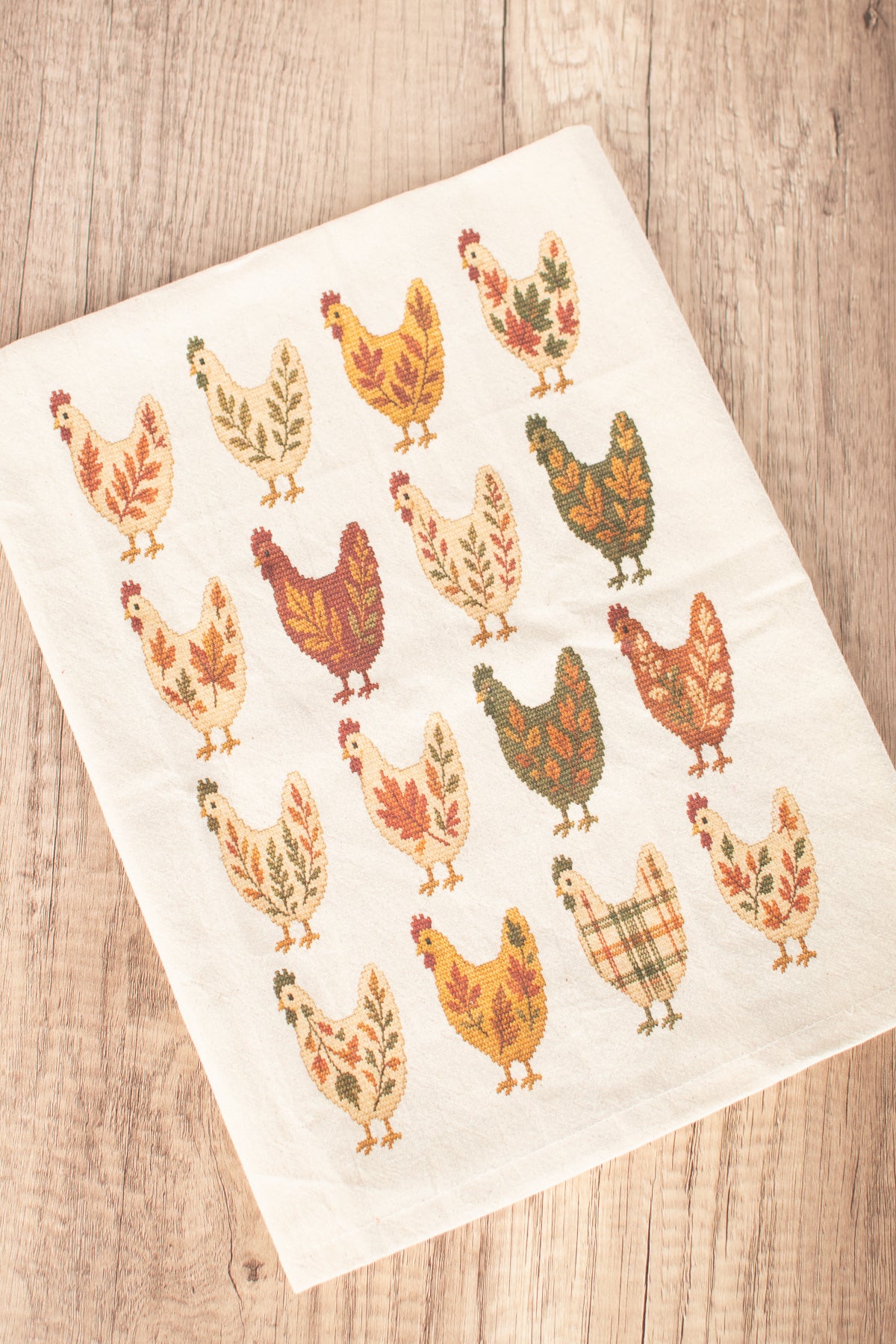 Faux Cross Stitch Chicken Kitchen Towel