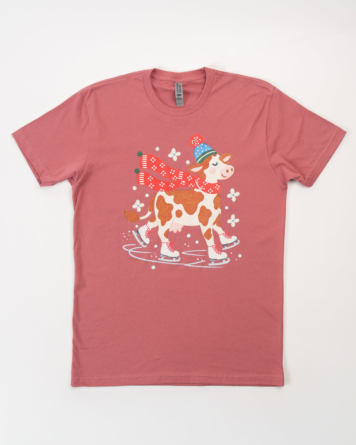 Festive Christmas Cow Adult T-Shirt
