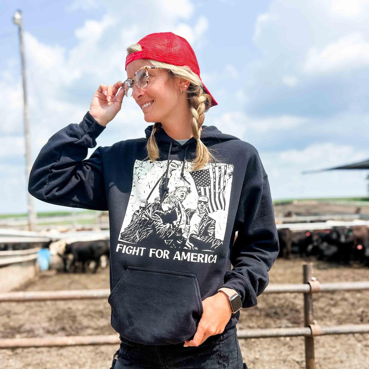 Fight For America Black Hoodie - Trump ‘24 - American Farm Company