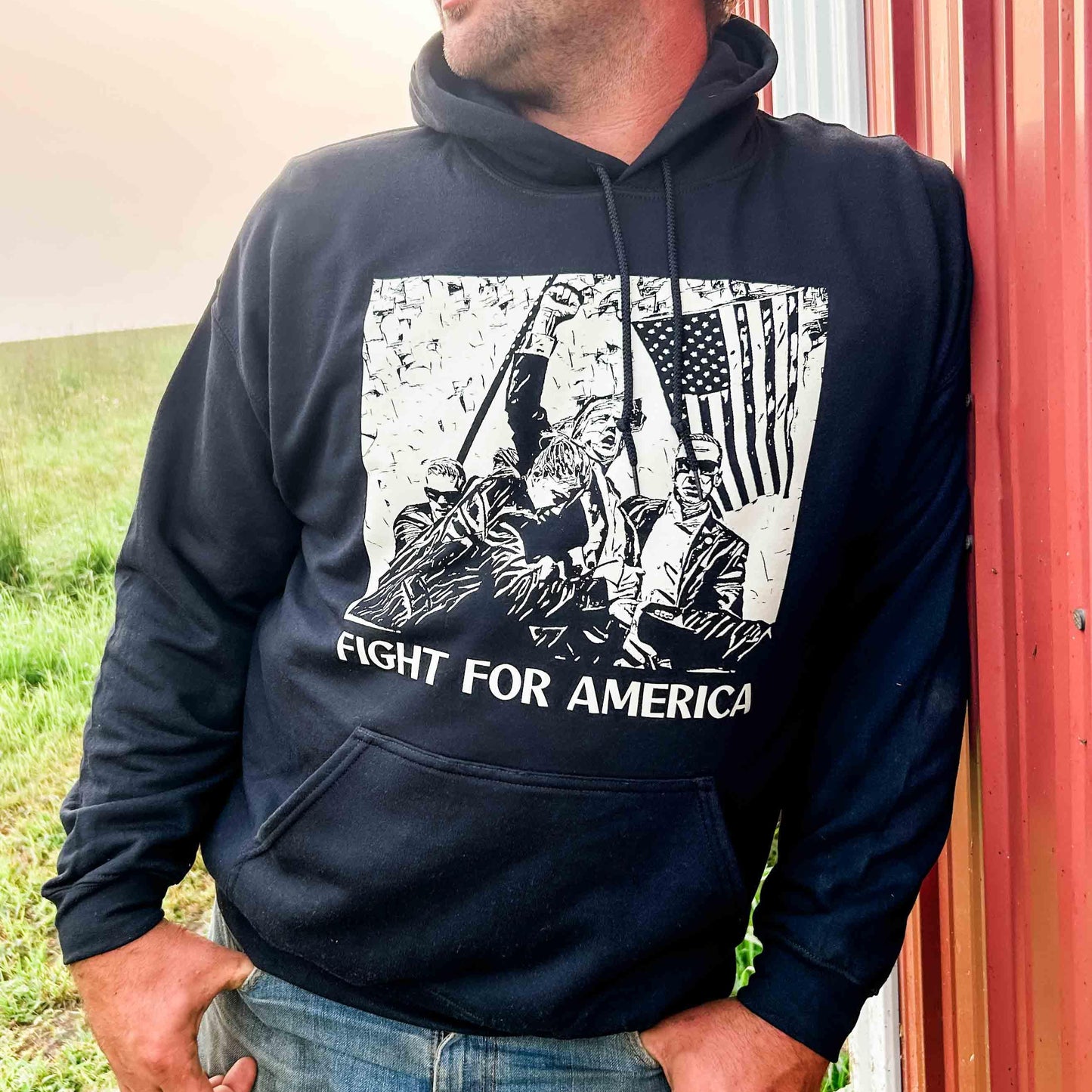 Fight For America Black Hoodie - Trump ‘24 - American Farm Company