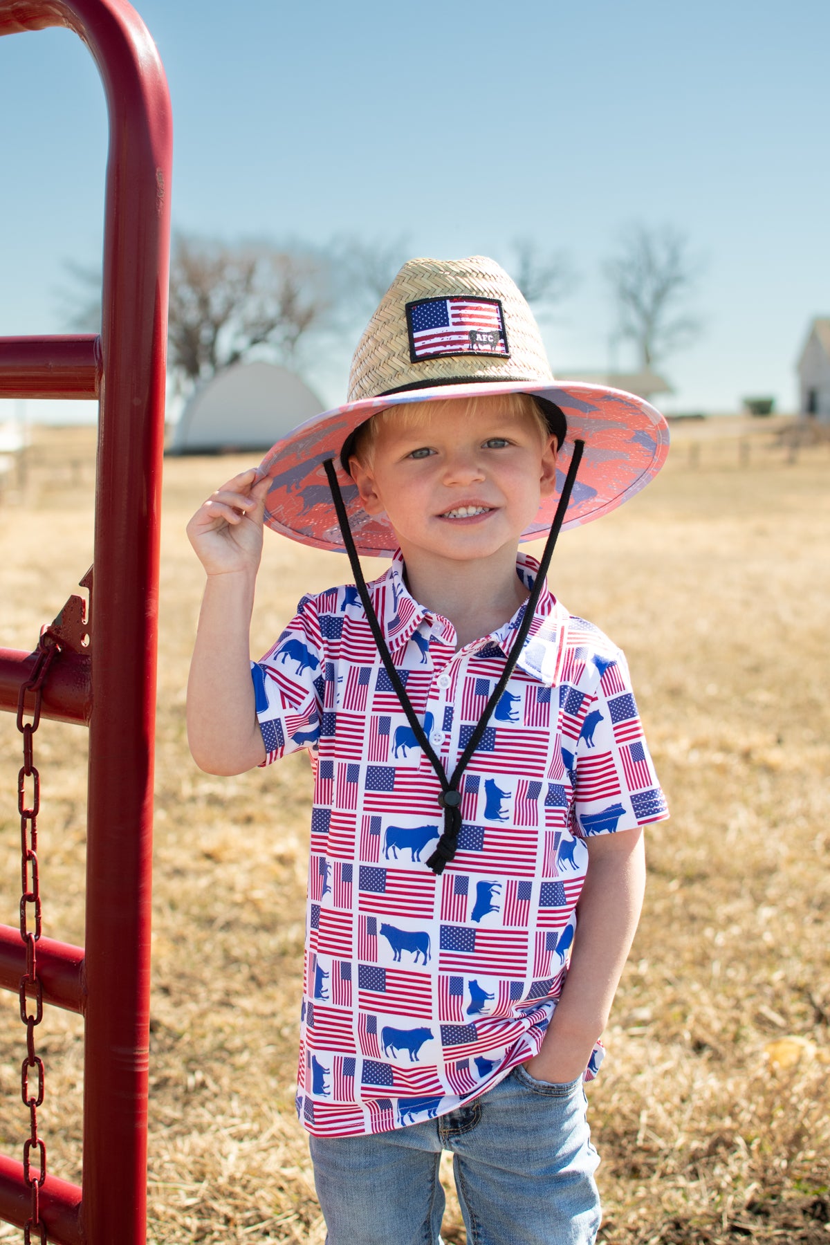 Patriotic Cow Camo™ Kids Straw Hat