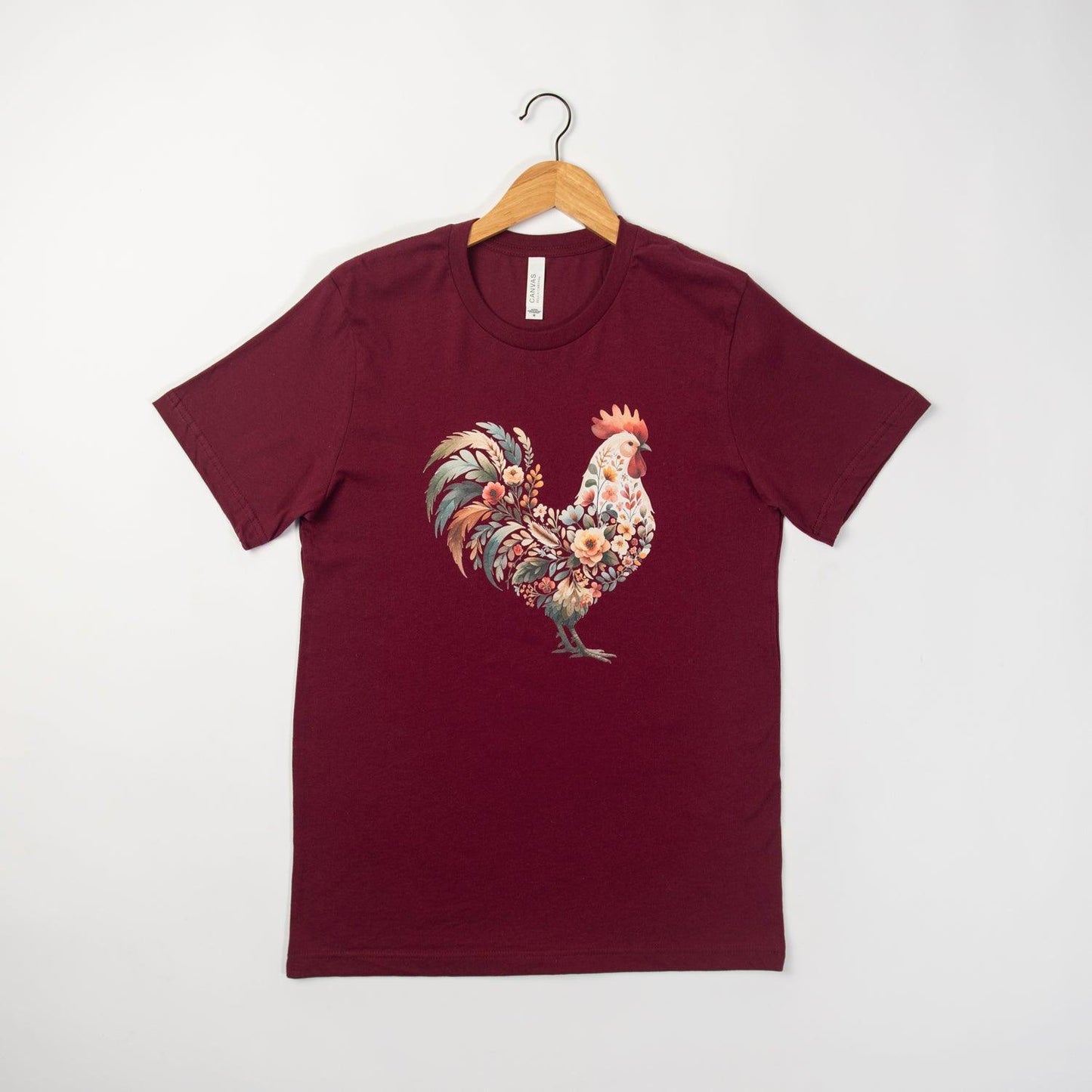 Floral Chicken Maroon Tee - American Farm Company