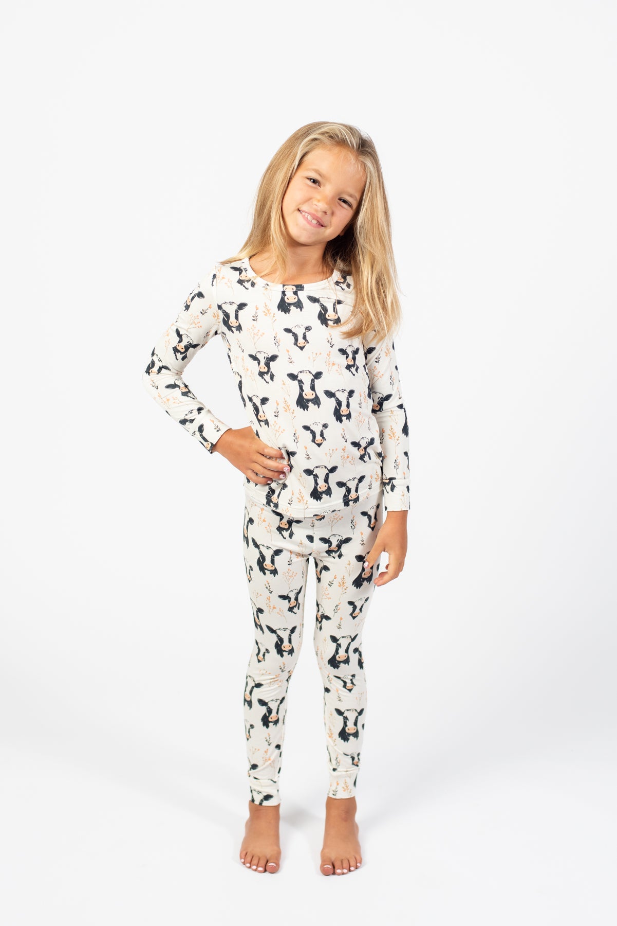 Floral Holstein Toddler/Youth Bamboo Pajama Set