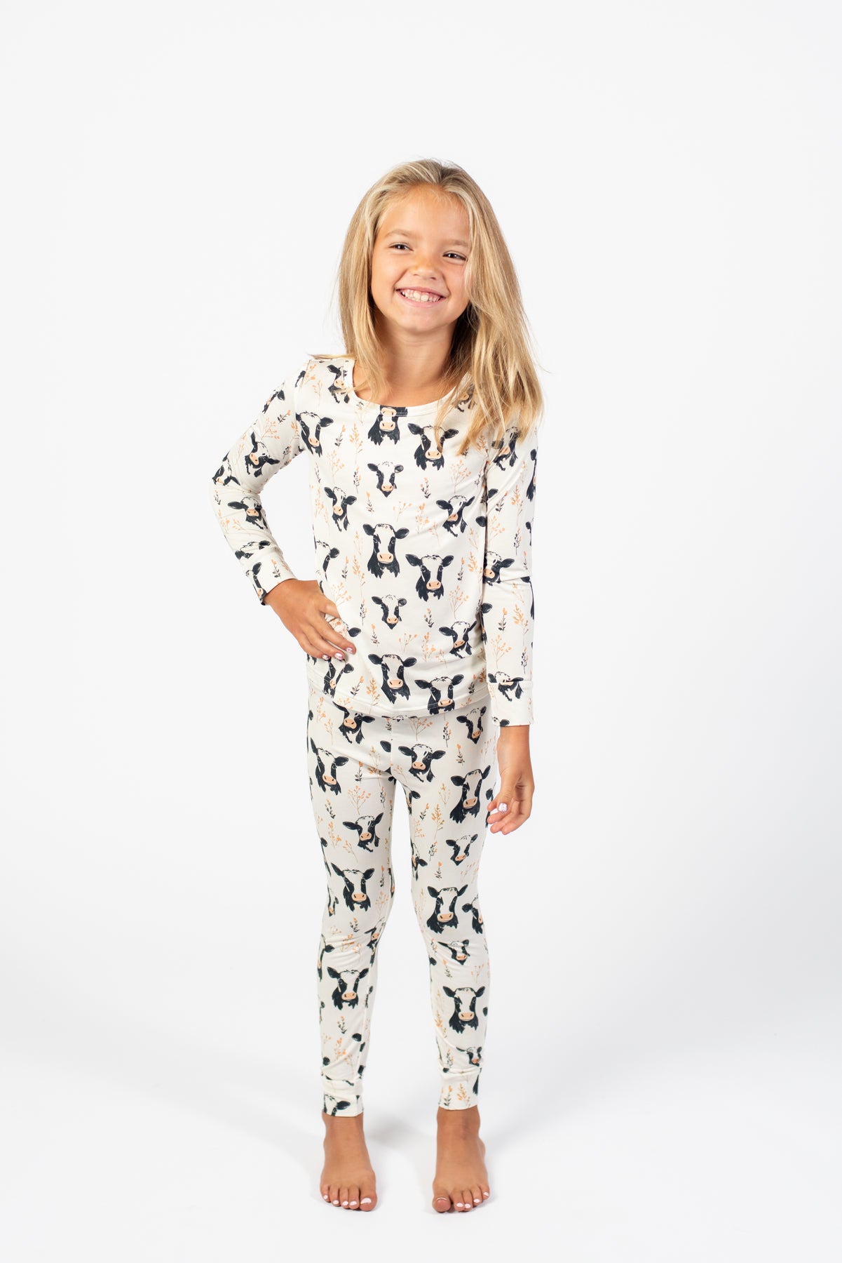 Floral Holstein Toddler/Youth Bamboo Pajama Set