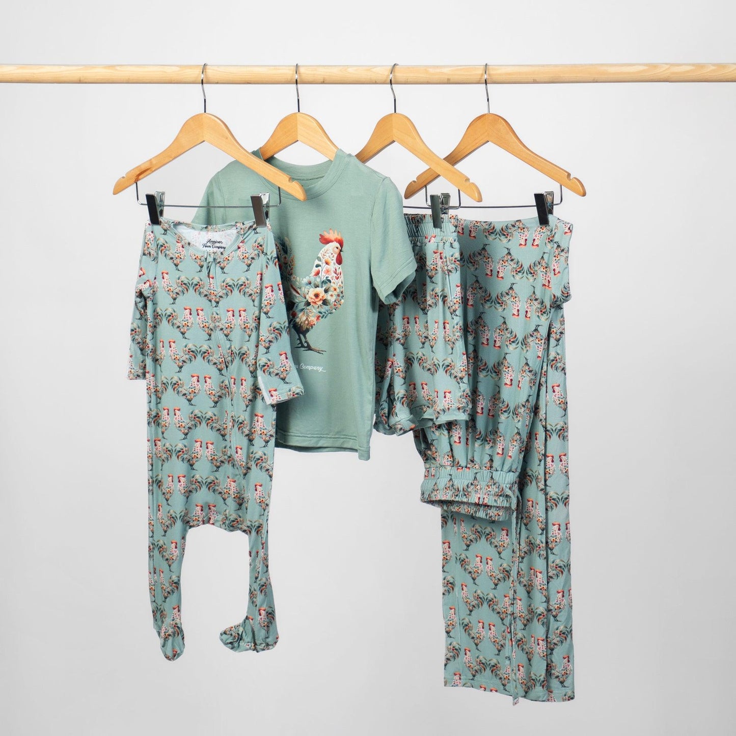 Floral Chicken Toddler/Youth Bamboo Pajama Set - American Farm Company