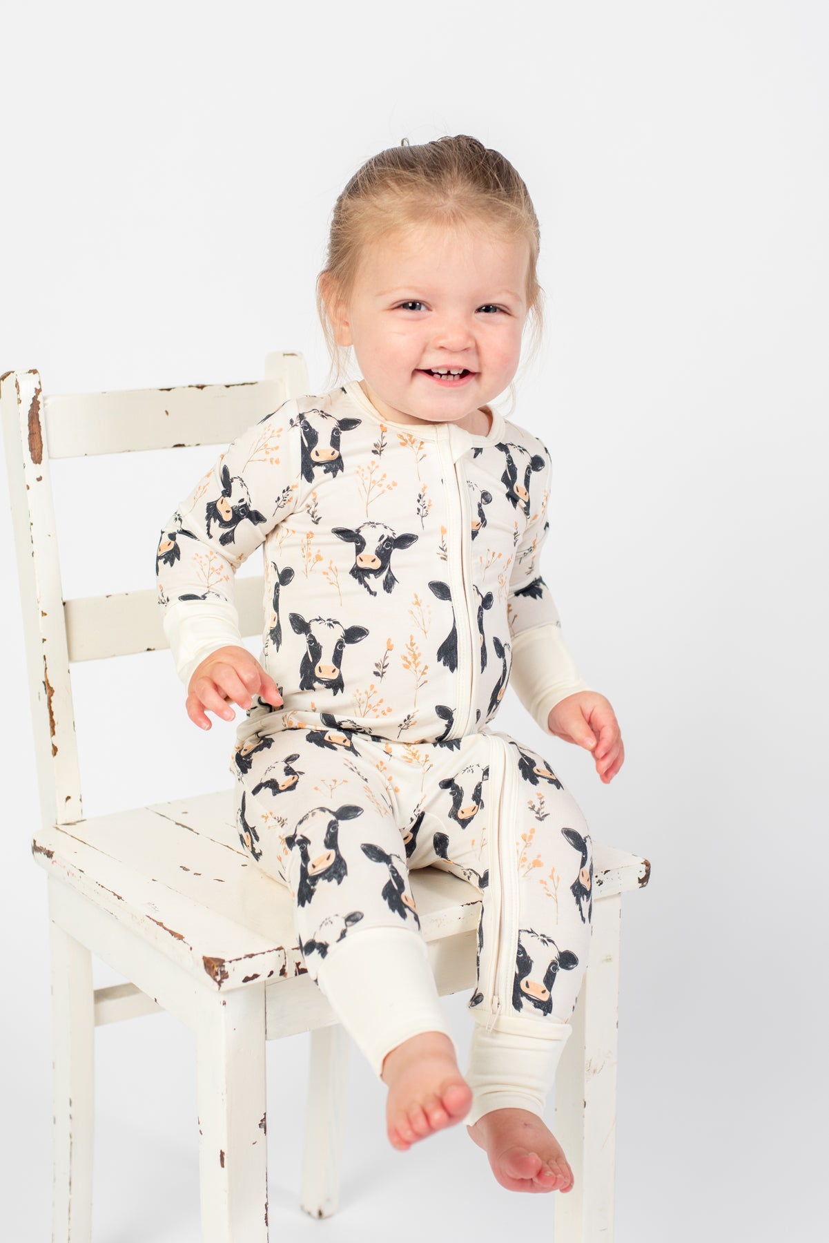 Floral Holsteins Bamboo Baby Zippy