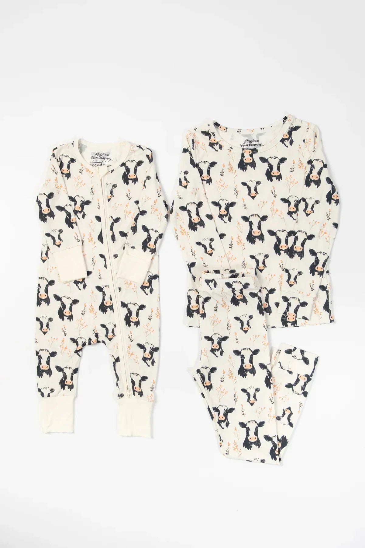 Floral Holstein Toddler/Youth Bamboo Pajama Set