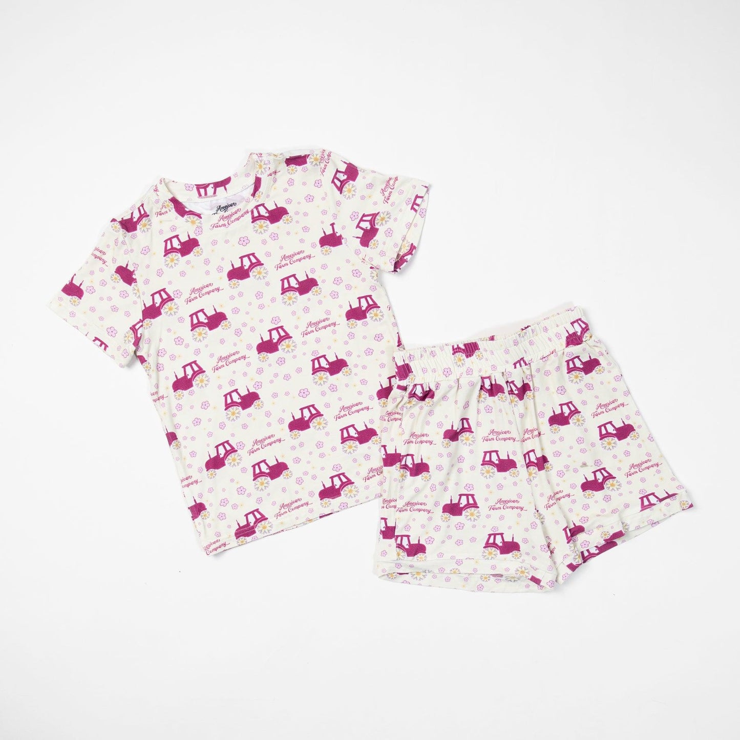 Floral Tractor Toddler/Youth Bamboo Pajama Set - American Farm Company