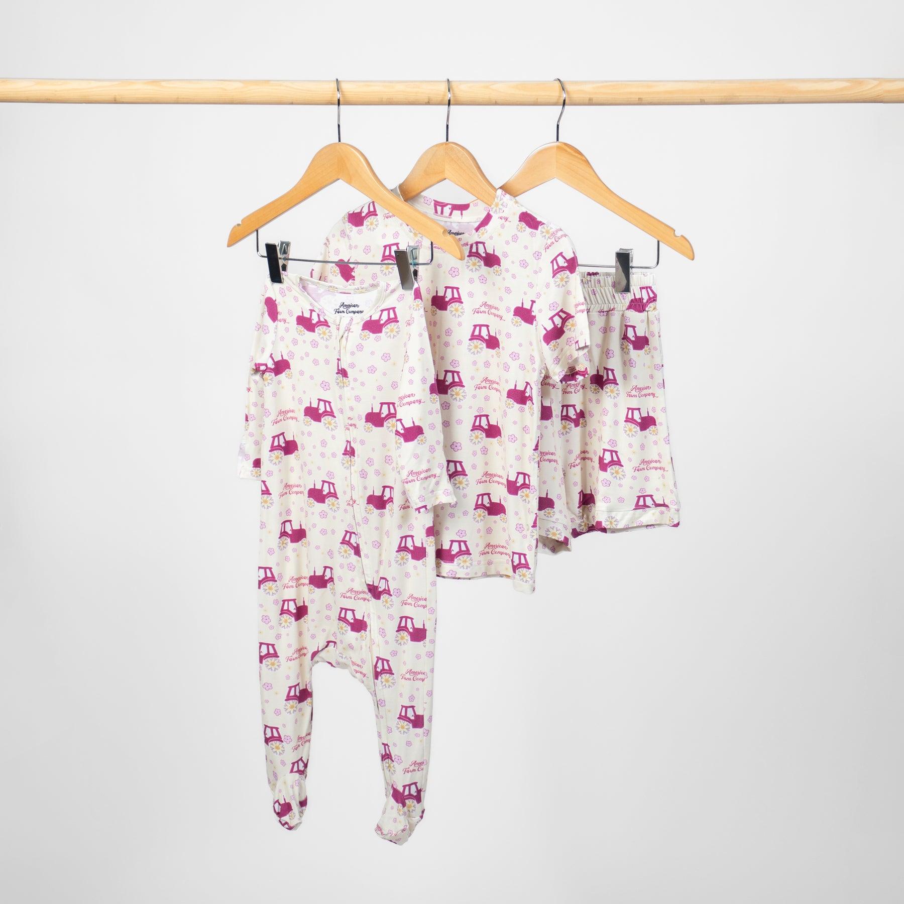 Floral Tractor Toddler/Youth Bamboo Pajama Set - American Farm Company