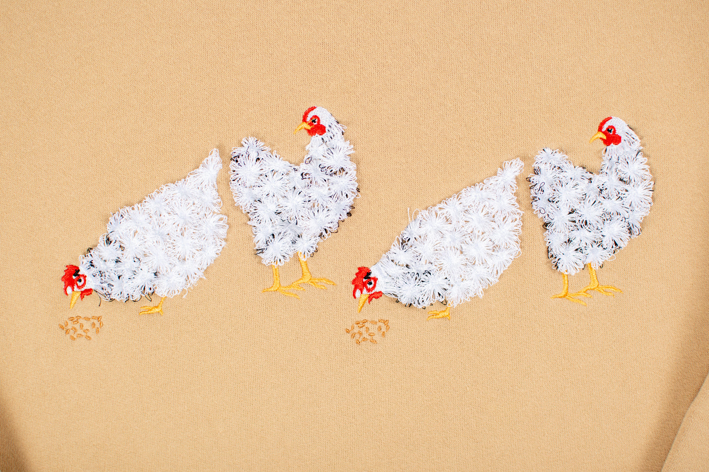 Fluffy White Chicken Tan Crewneck