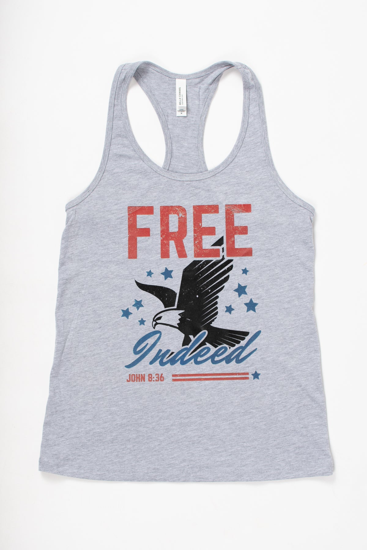 'Free Indeed' Gray Racer Back Tank Top