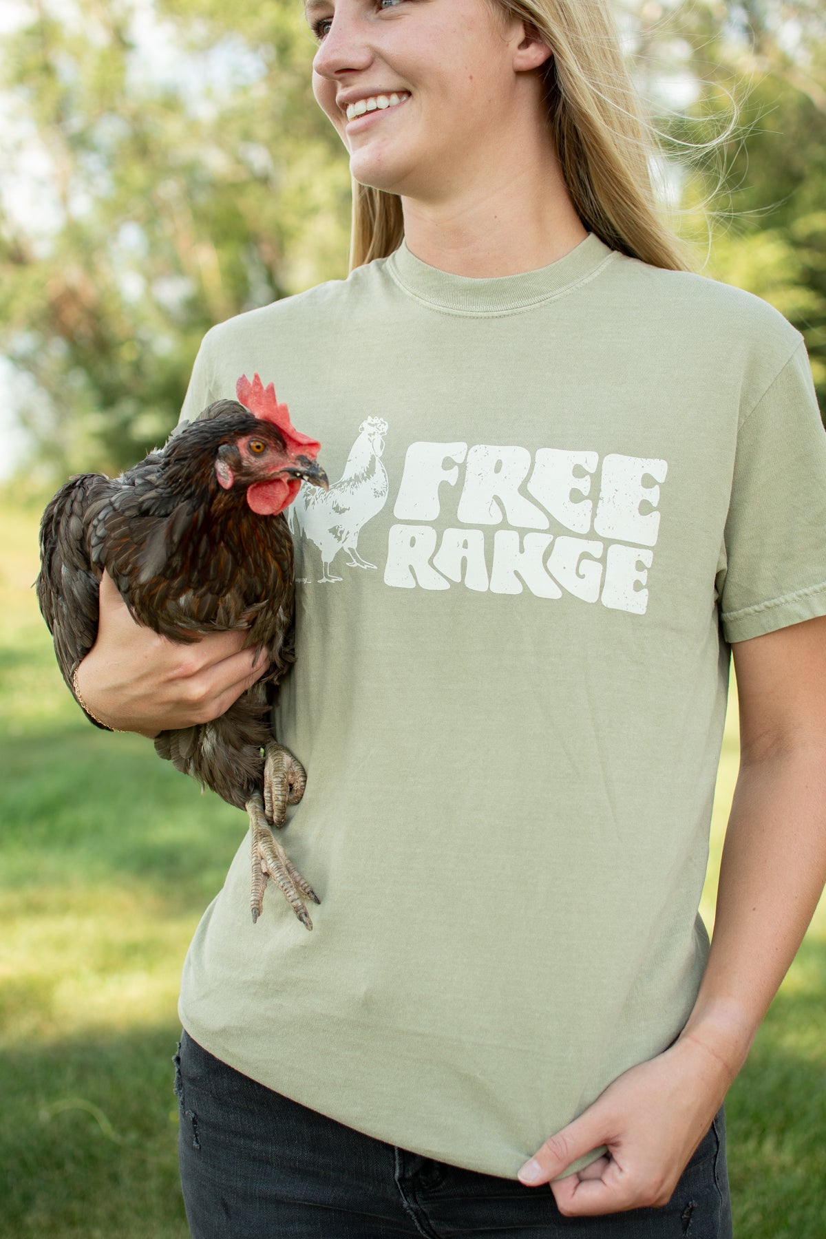 'Free Range' Olive Tee