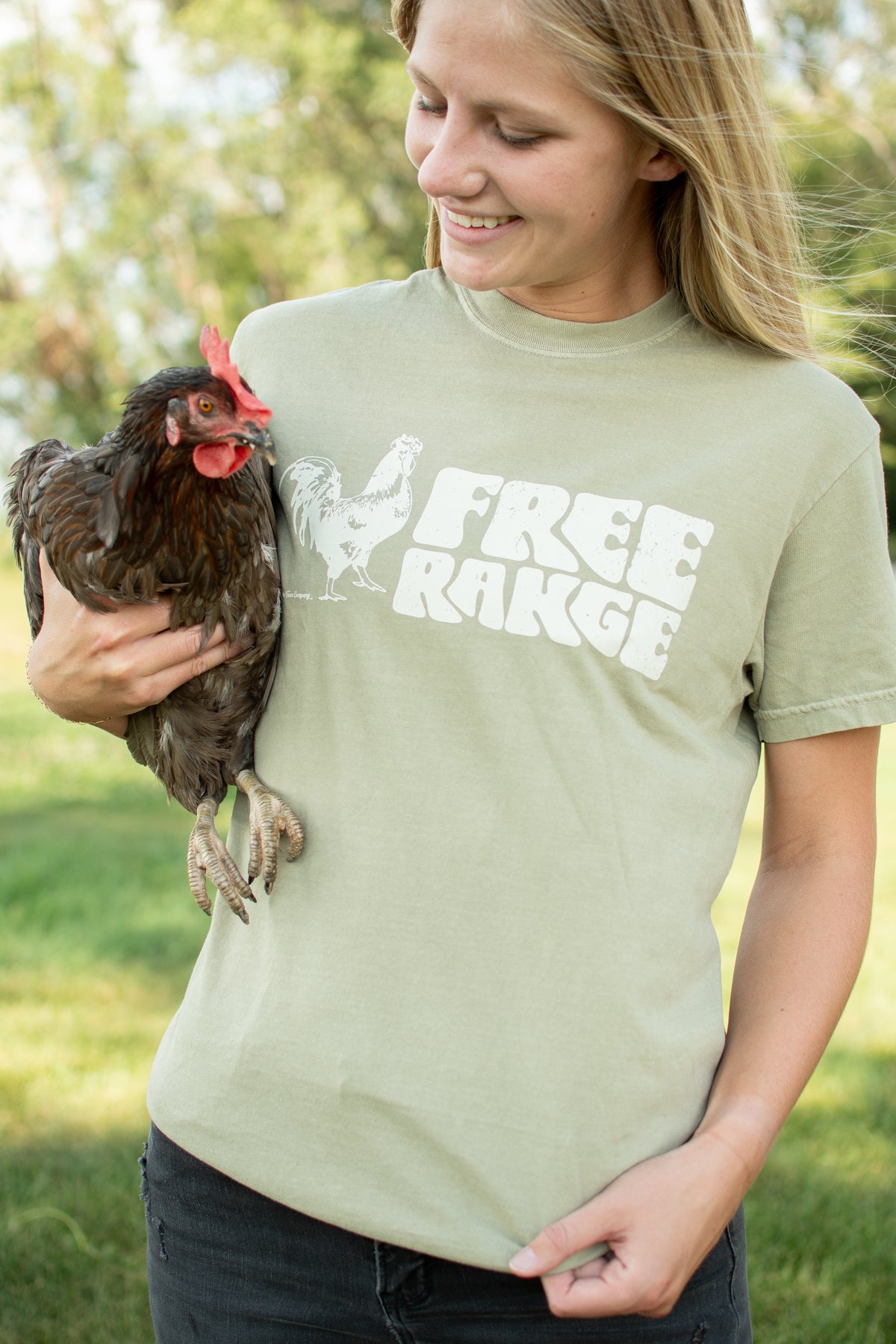'Free Range' Olive Tee