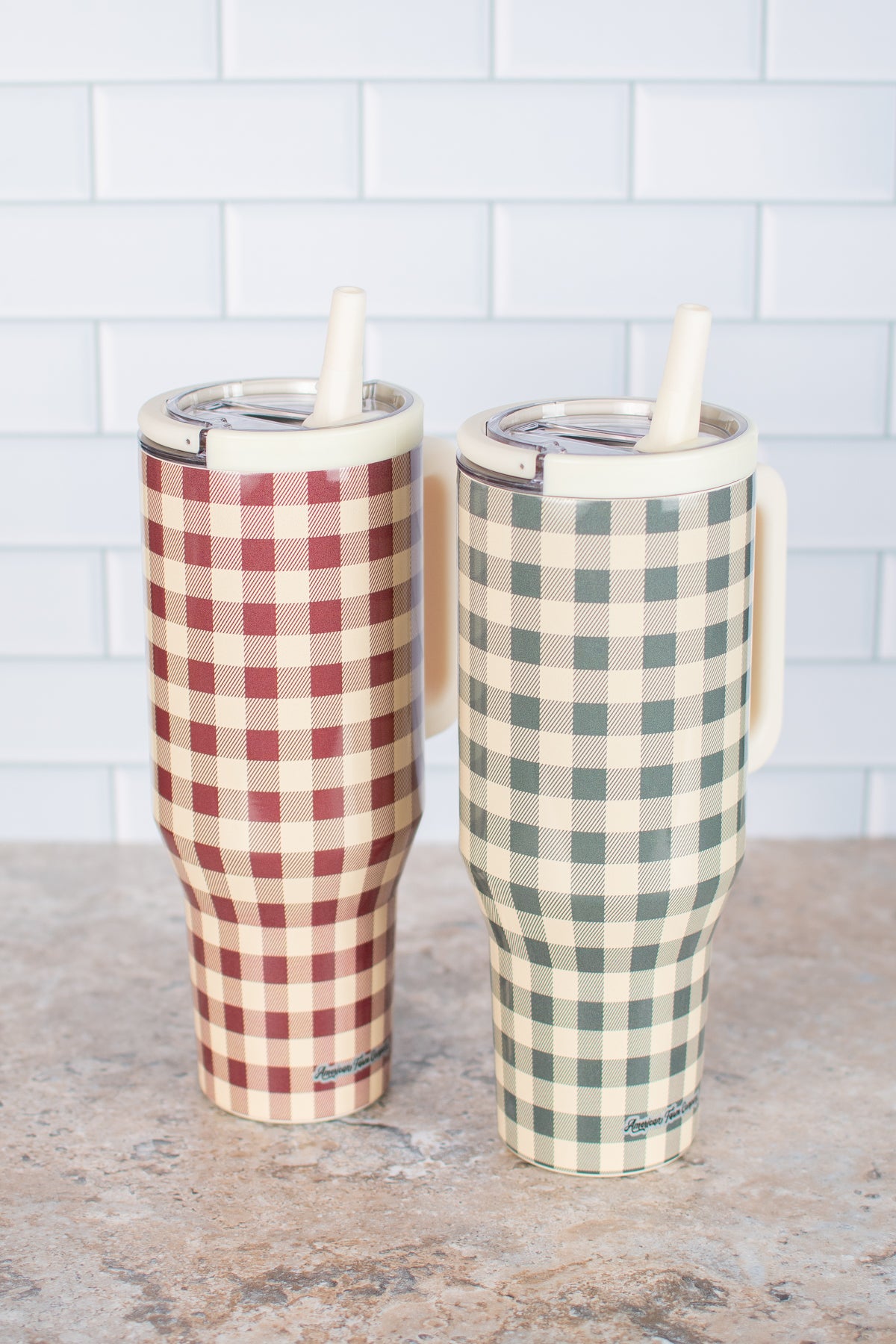 Evergreen Gingham 40oz Water Tank Tumbler