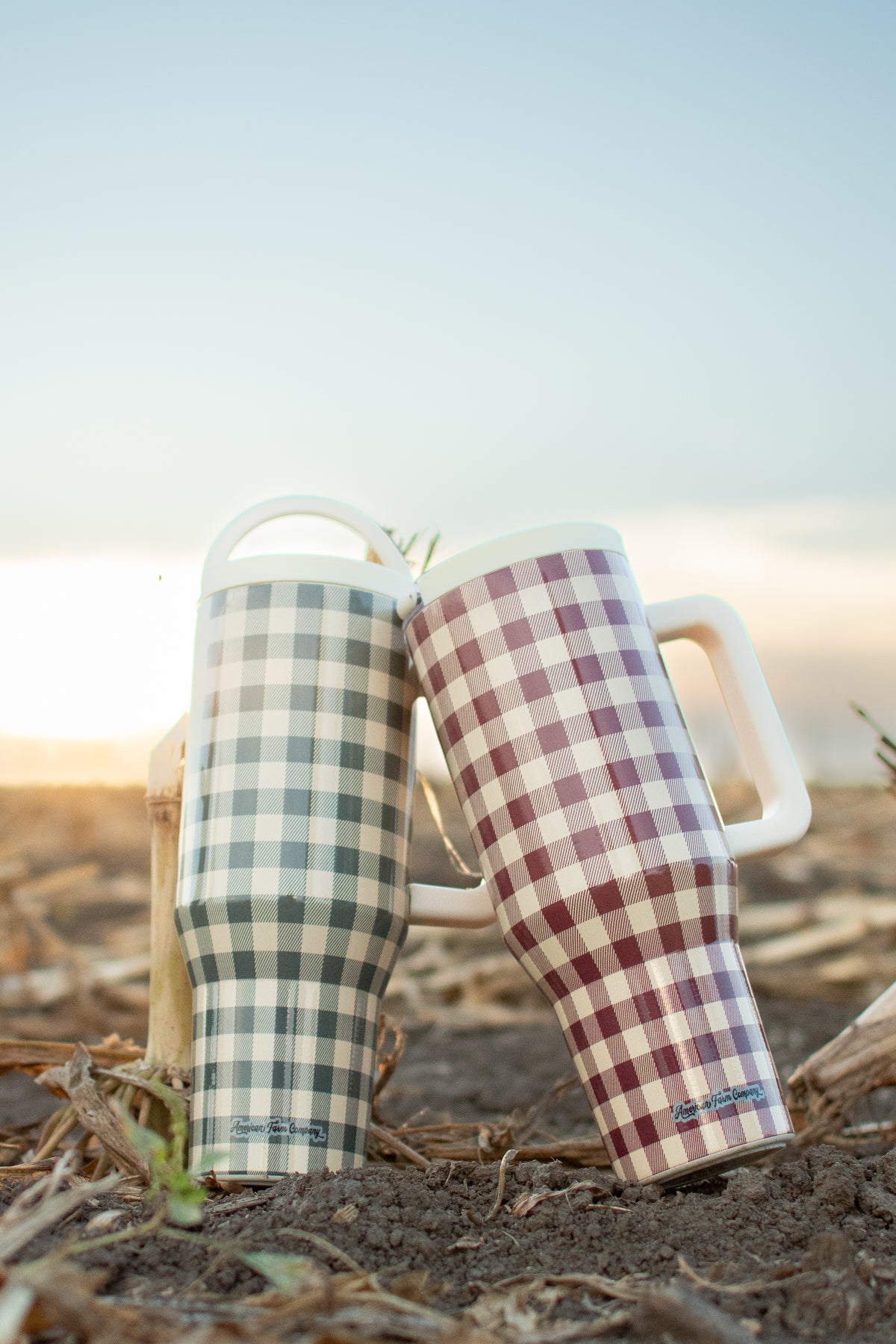 Cranberry Gingham 40oz Water Tank Tumbler