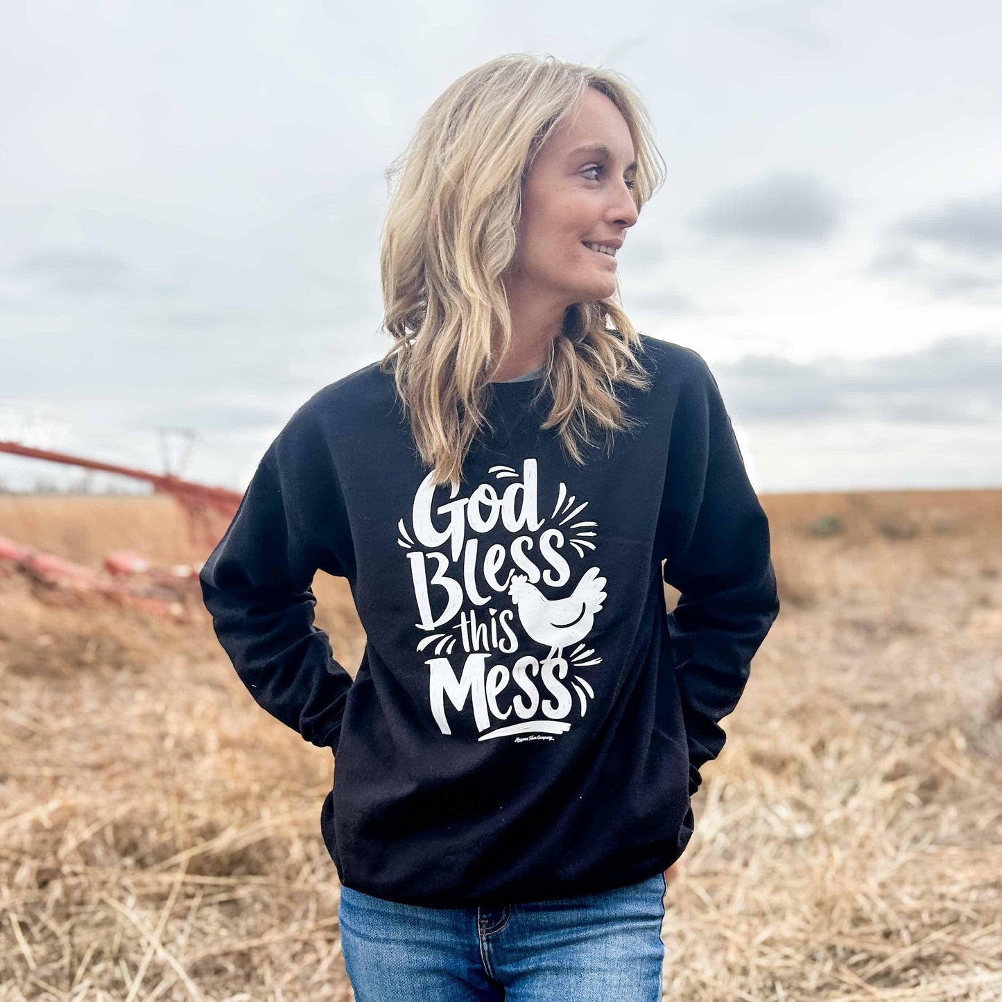 God Bless This Mess Black Crewneck - American Farm Company