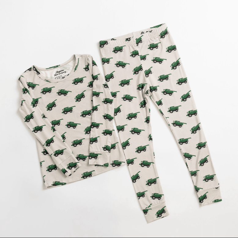 Green Combine Toddler/Youth Bamboo Pajama Set - American Farm Company
