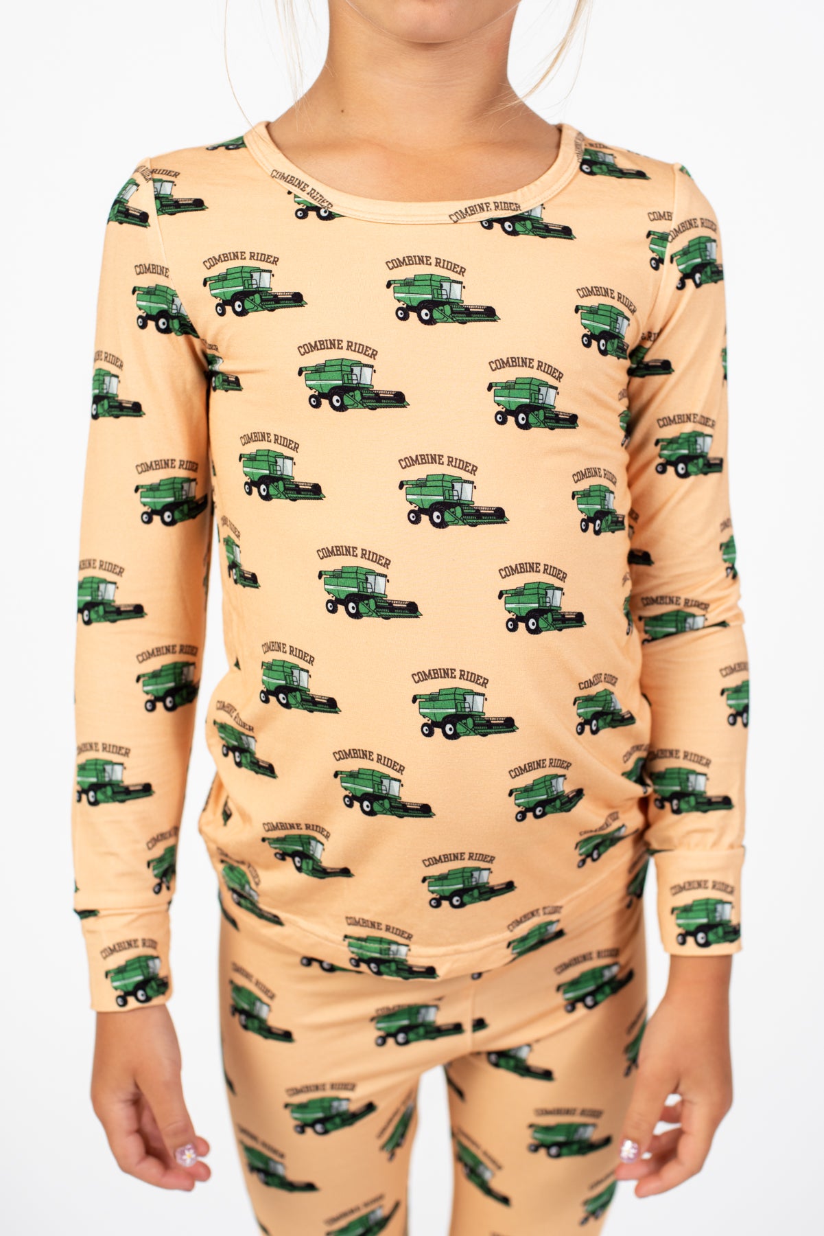 Green Combine Rider Toddler/Youth Bamboo Pajama Set