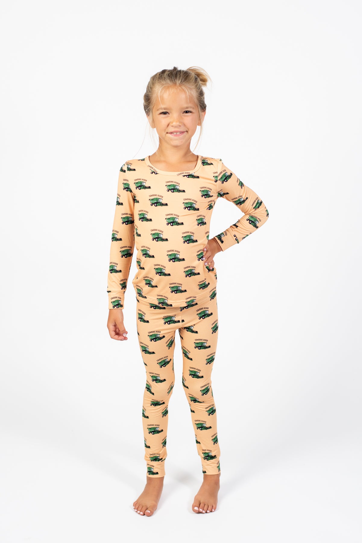 Green Combine Rider Toddler/Youth Bamboo Pajama Set