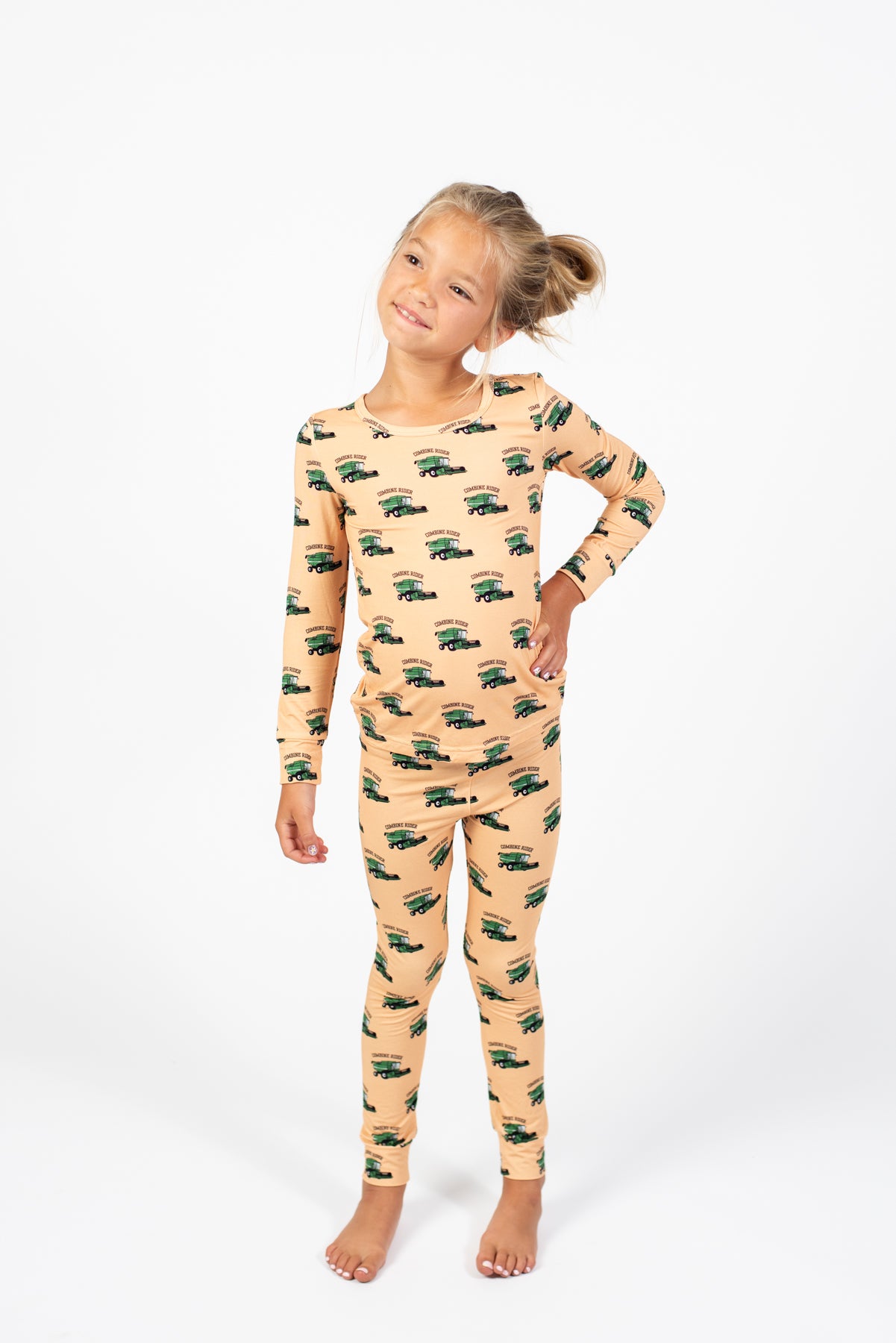 Green Combine Rider Toddler/Youth Bamboo Pajama Set