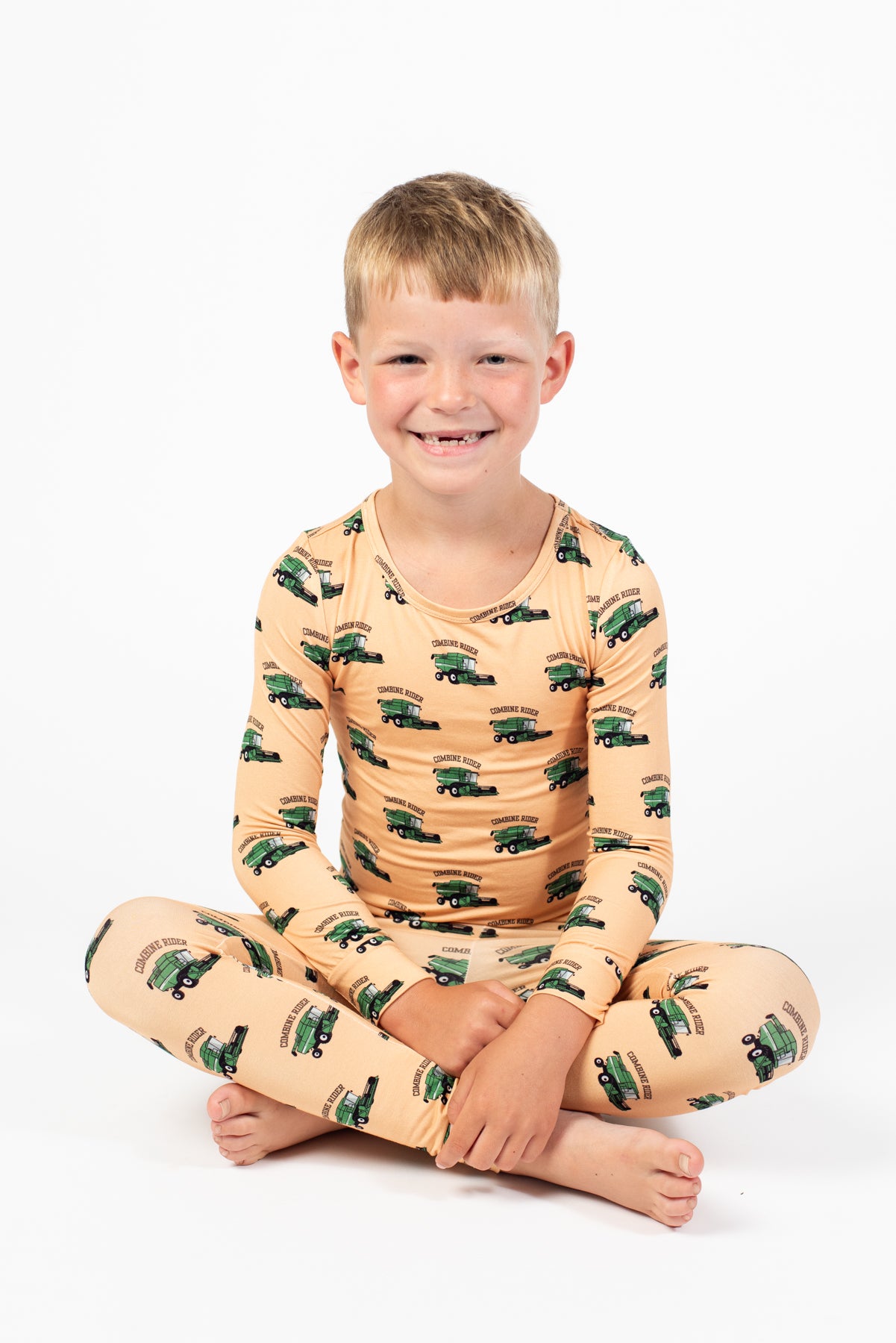 Green Combine Rider Toddler/Youth Bamboo Pajama Set