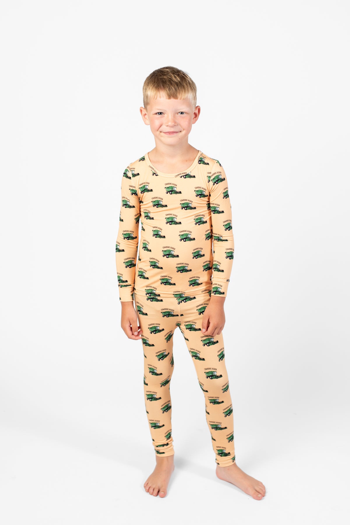 Green Combine Rider Toddler/Youth Bamboo Pajama Set